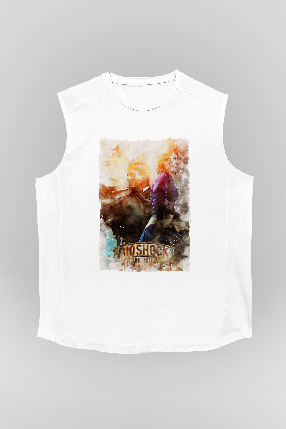 BioShock Beyaz Unisex Kolsuz Tişört