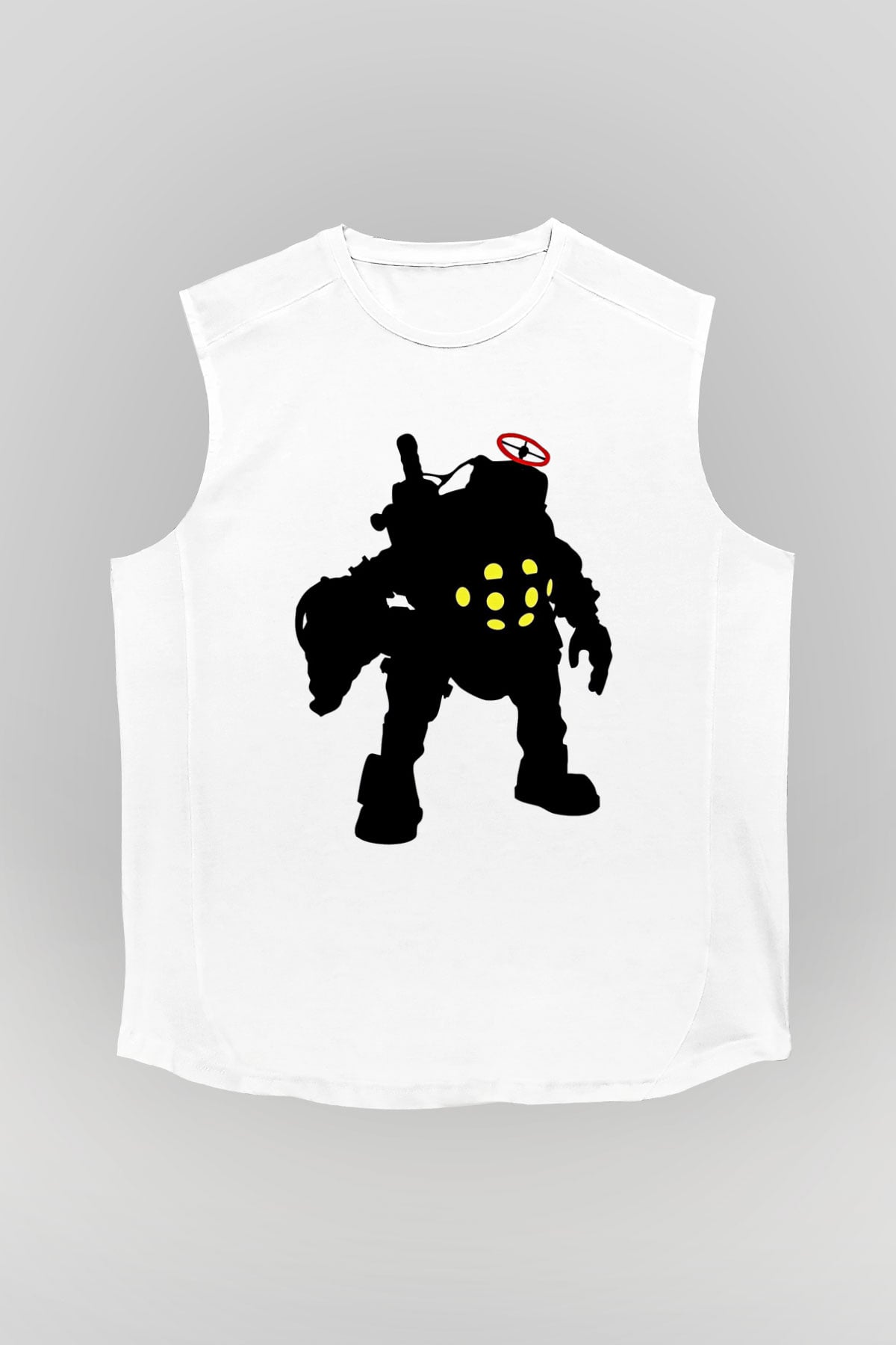 Bioshock James Baskılı Beyaz Unisex Kolsuz Tişört - Tshirt