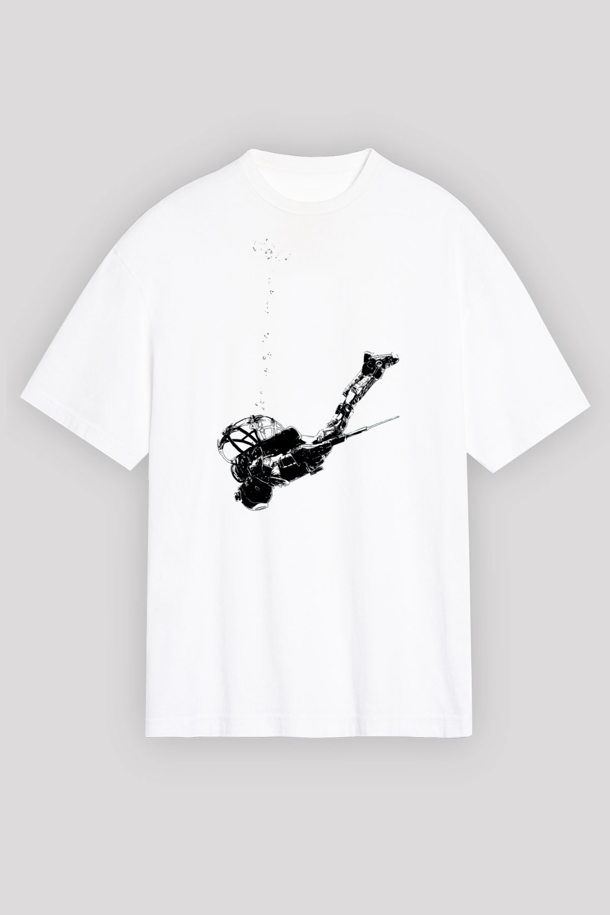 Bioshock James Baskılı Beyaz Unisex Oversize Tişört - Tshirt