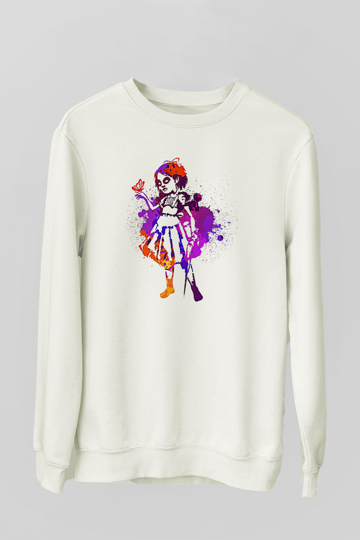 Bioshock James Baskılı Beyaz Unisex Sweatshirt