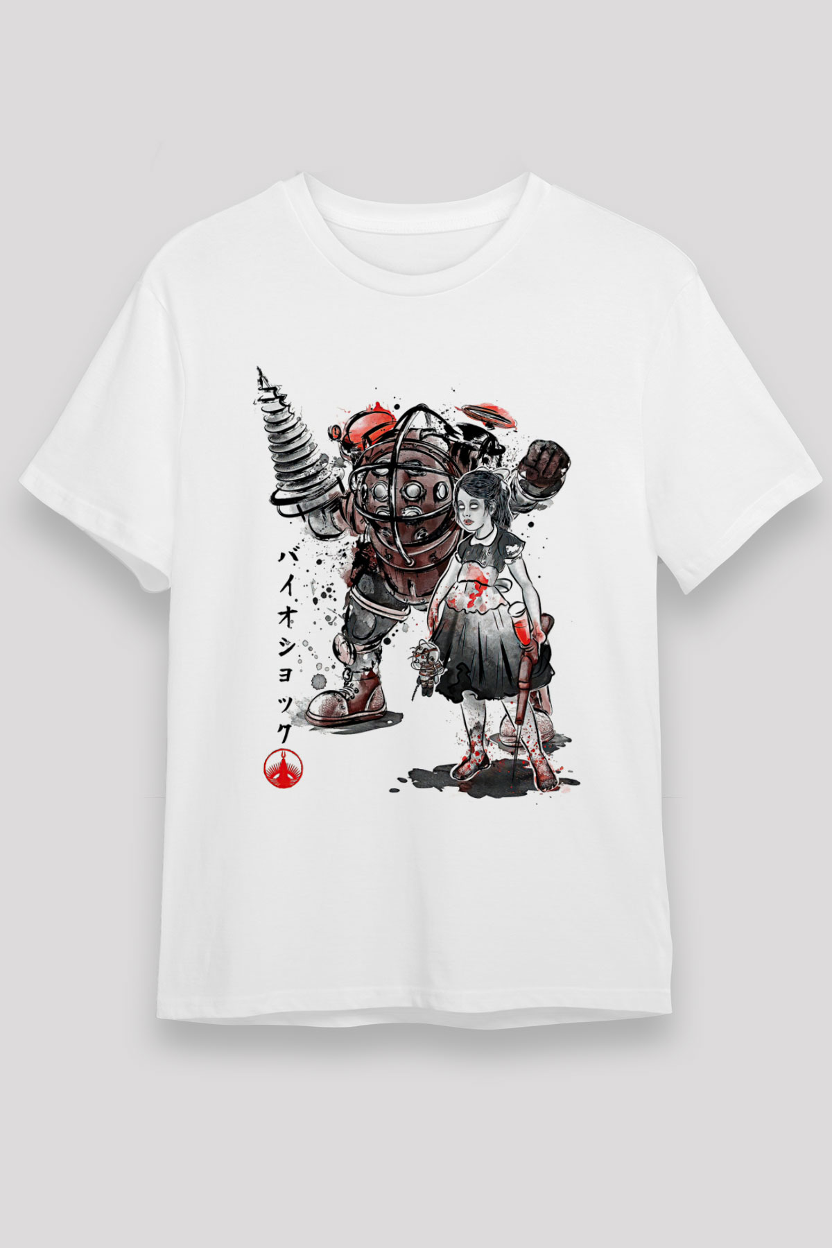 Bioshock James Baskılı Unisex Beyaz Tişört - Tshirt