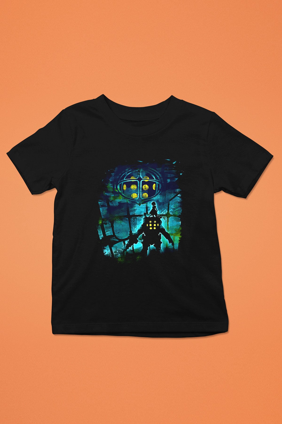 Bioshock James Baskılı Unisex Siyah Çocuk Tişört - Tshirt