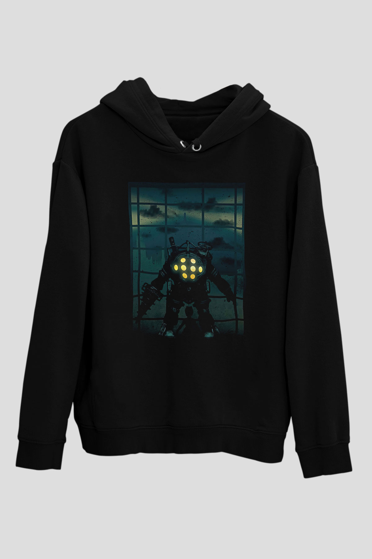 Bioshock James Baskılı Unisex Siyah Kapüşonlu Sweatshirt