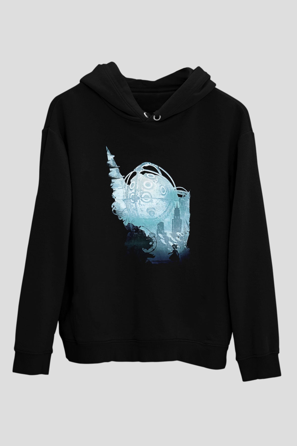 Bioshock James Baskılı Unisex Siyah Kapüşonlu Sweatshirt