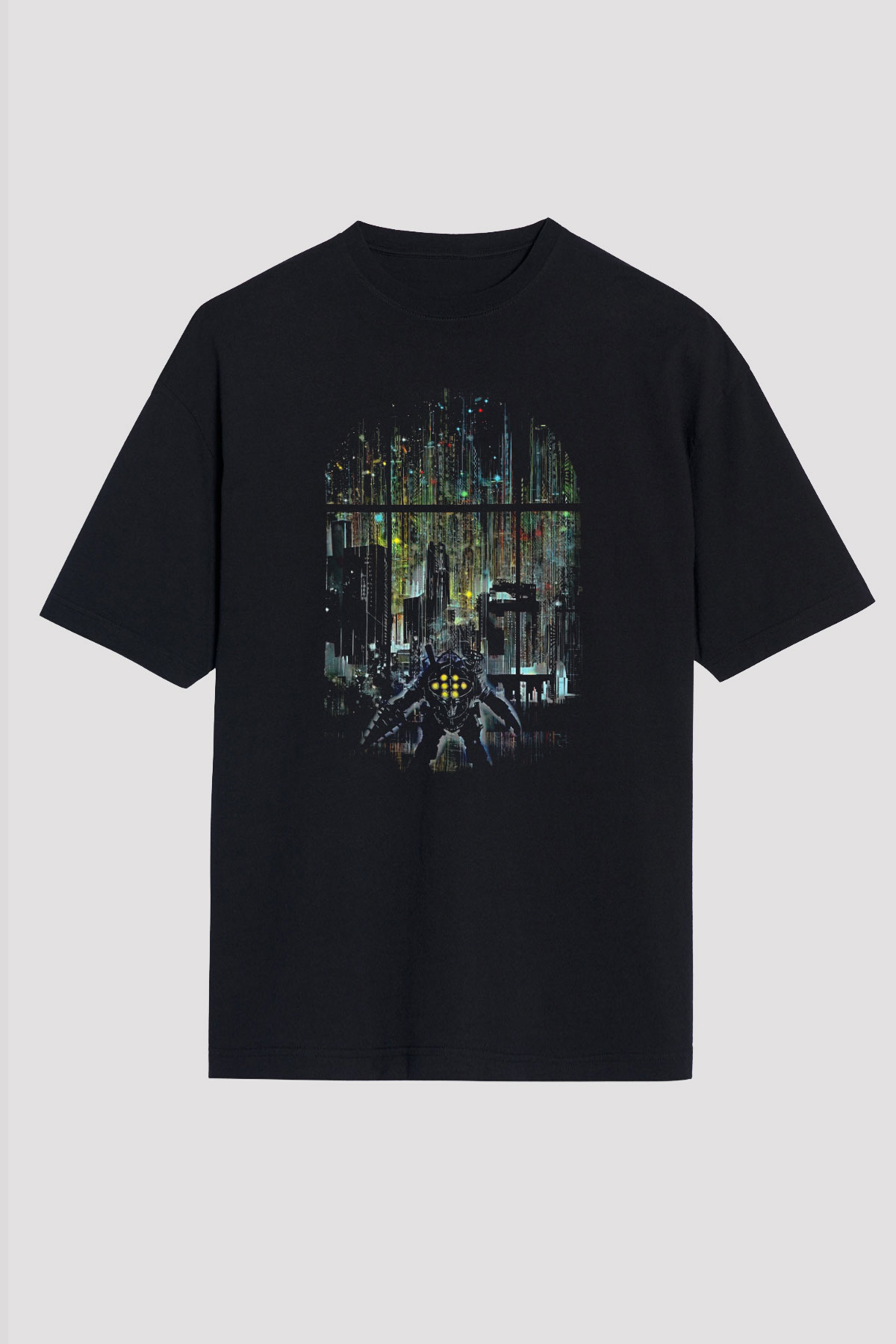 Bioshock James Baskılı Unisex Siyah Oversize Tişört - Tshirt