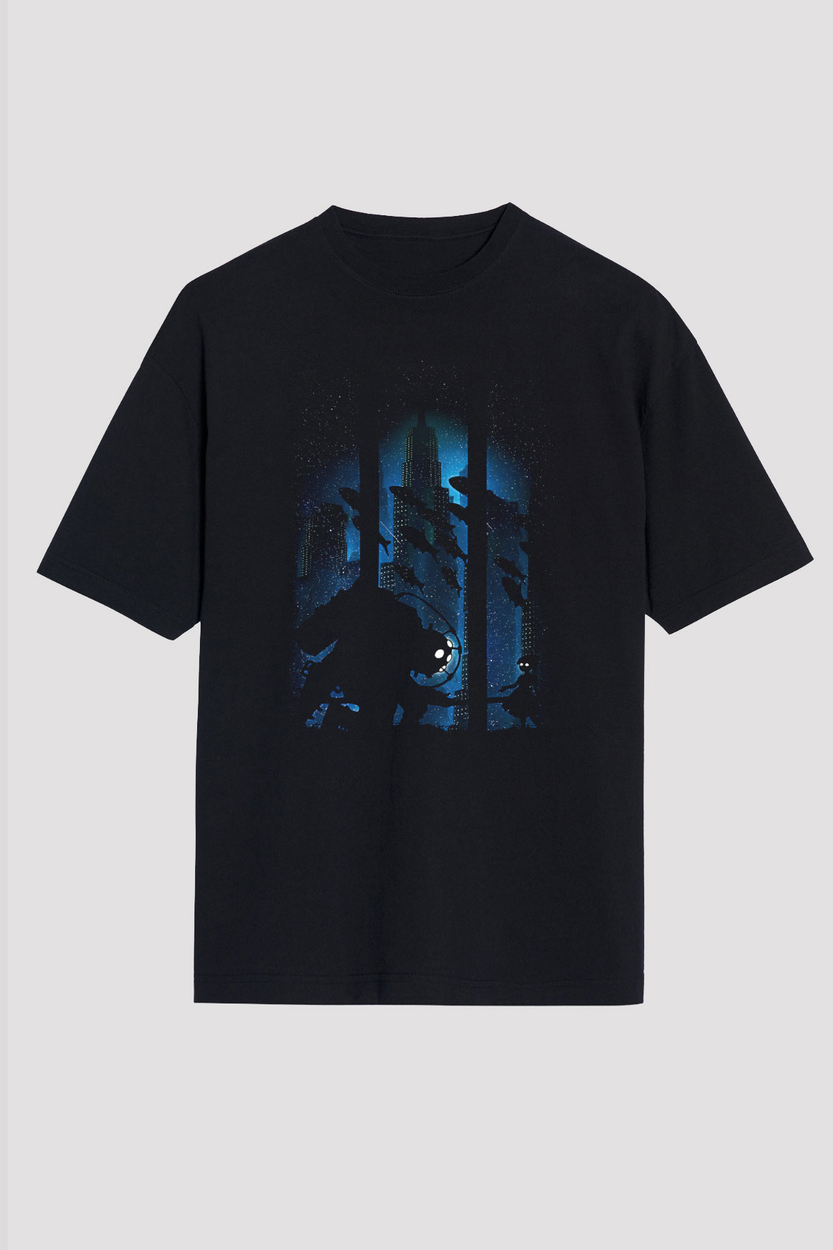 Bioshock James Baskılı Unisex Siyah Oversize Tişört - Tshirt
