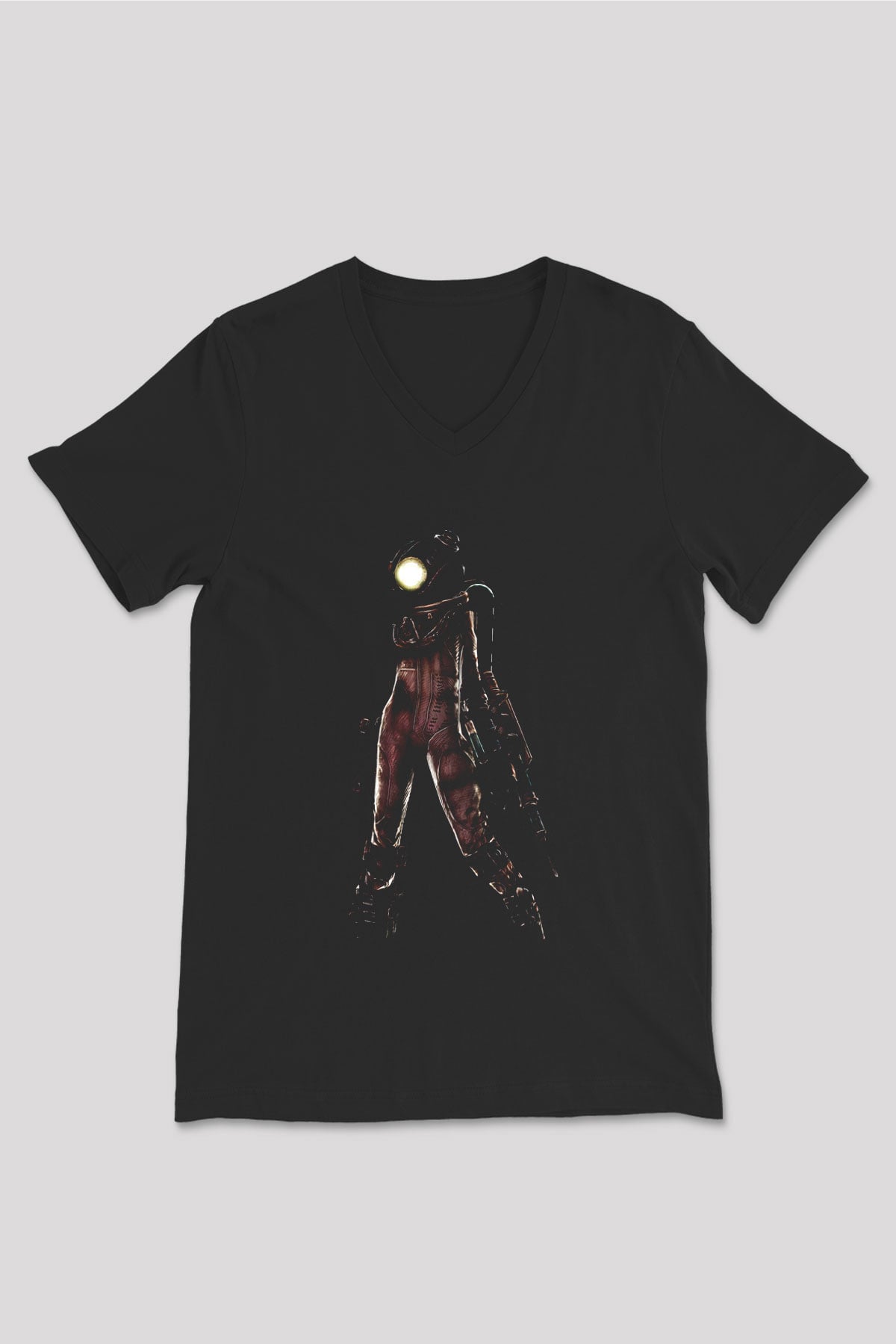 Bioshock James Baskılı Unisex Siyah V Yaka Tişört - Tshirt