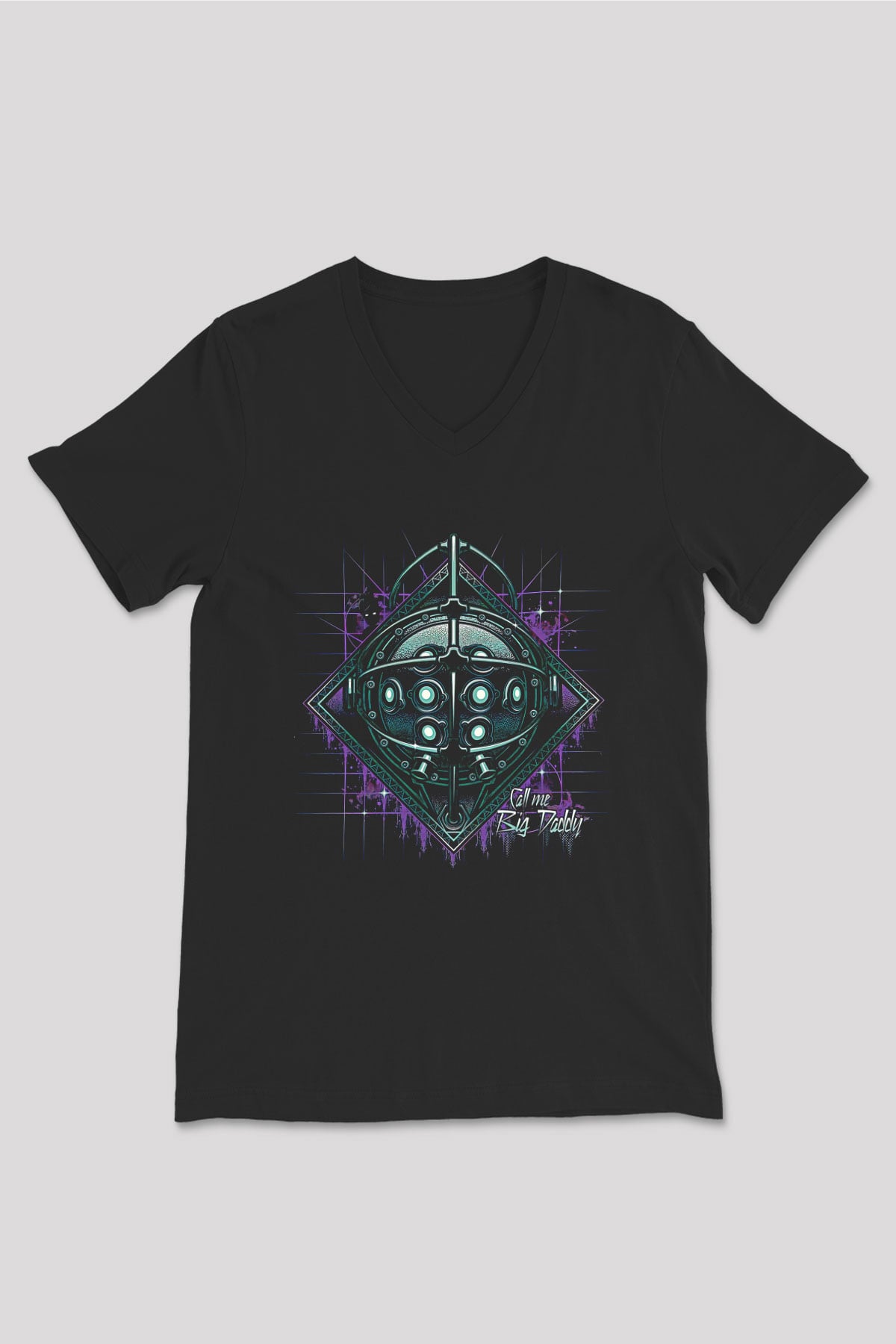 Bioshock James Baskılı Unisex Siyah V Yaka Tişört - Tshirt