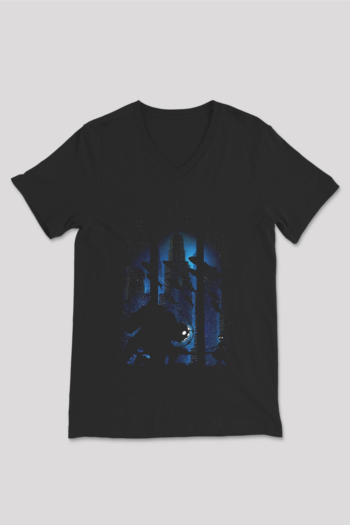 Bioshock James Baskılı Unisex Siyah V Yaka Tişört - Tshirt