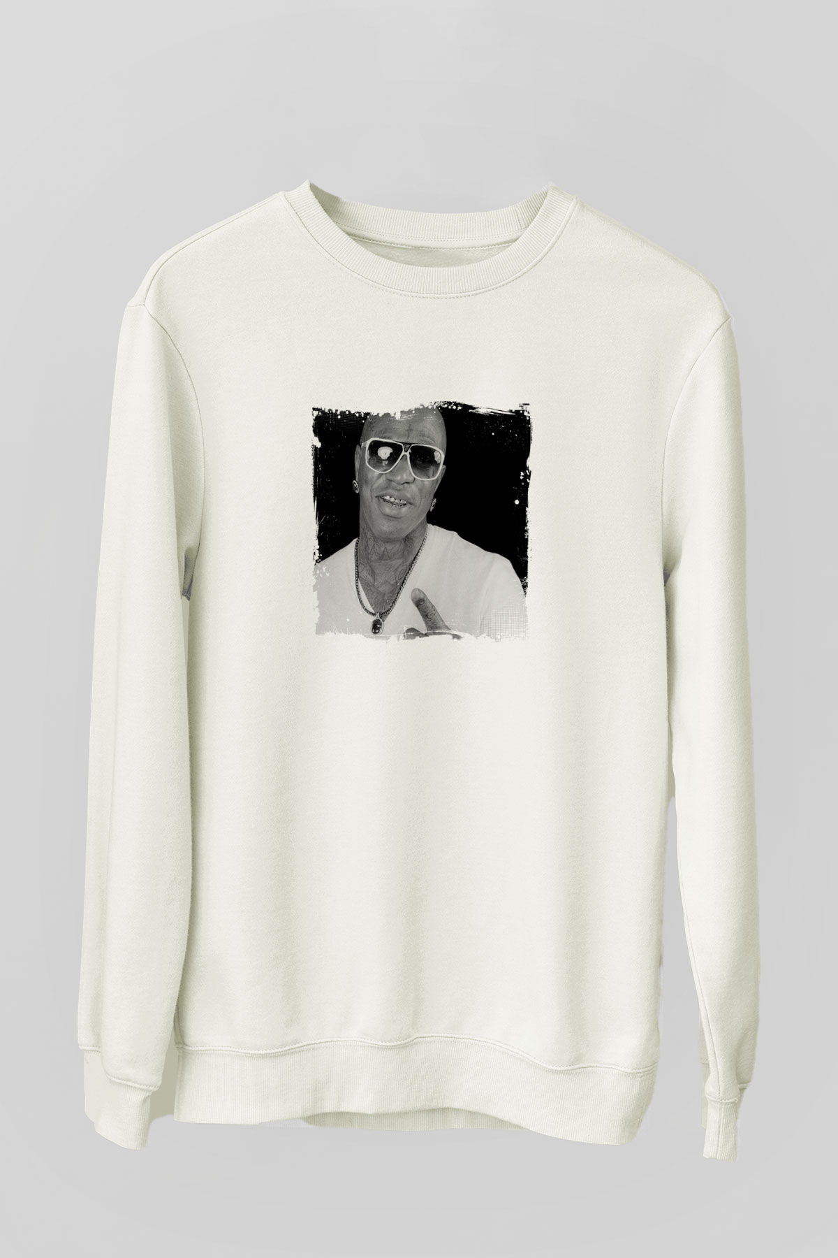 Birdman Baskılı Unisex Beyaz Sweatshirt