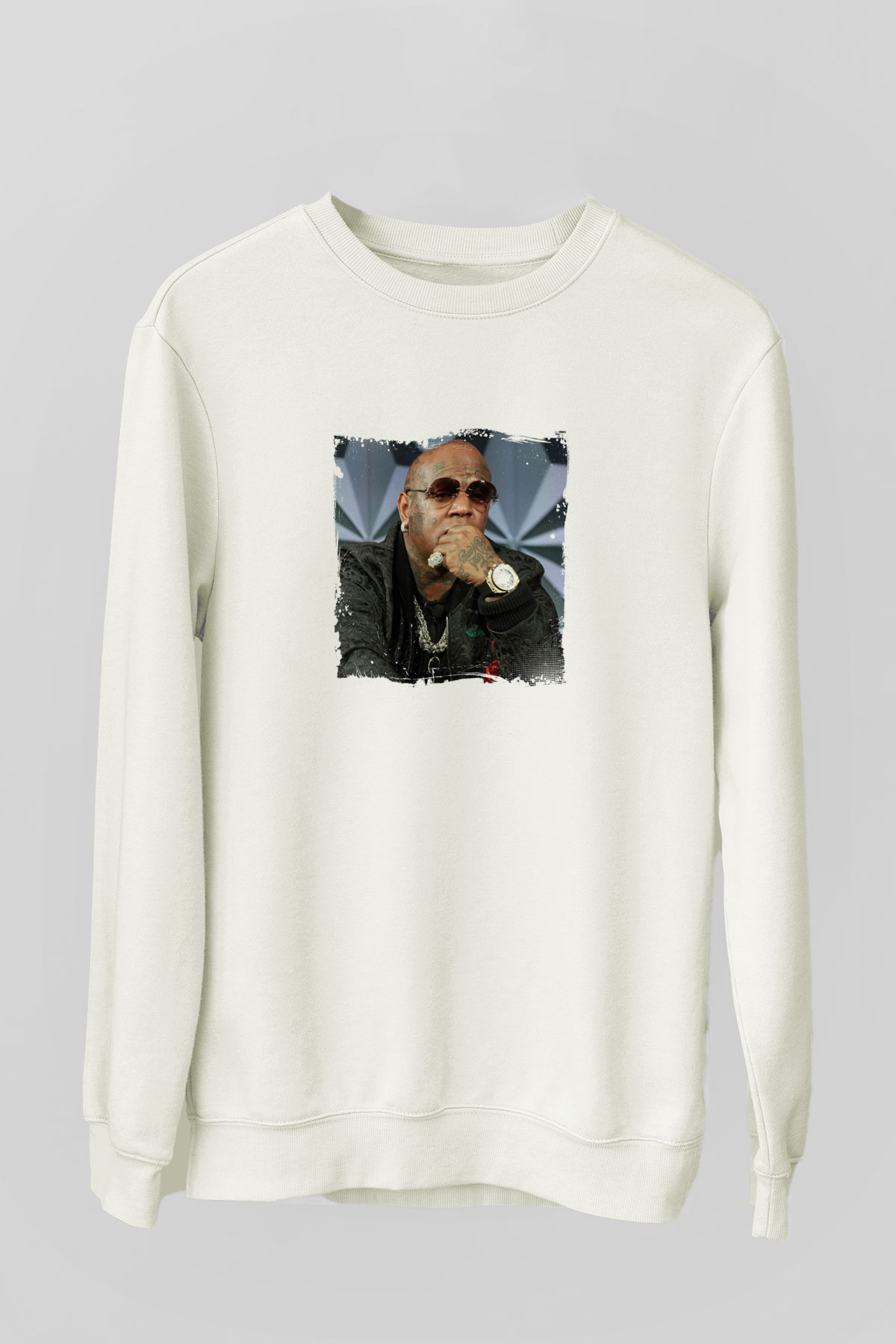 Birdman Baskılı Unisex Beyaz Sweatshirt
