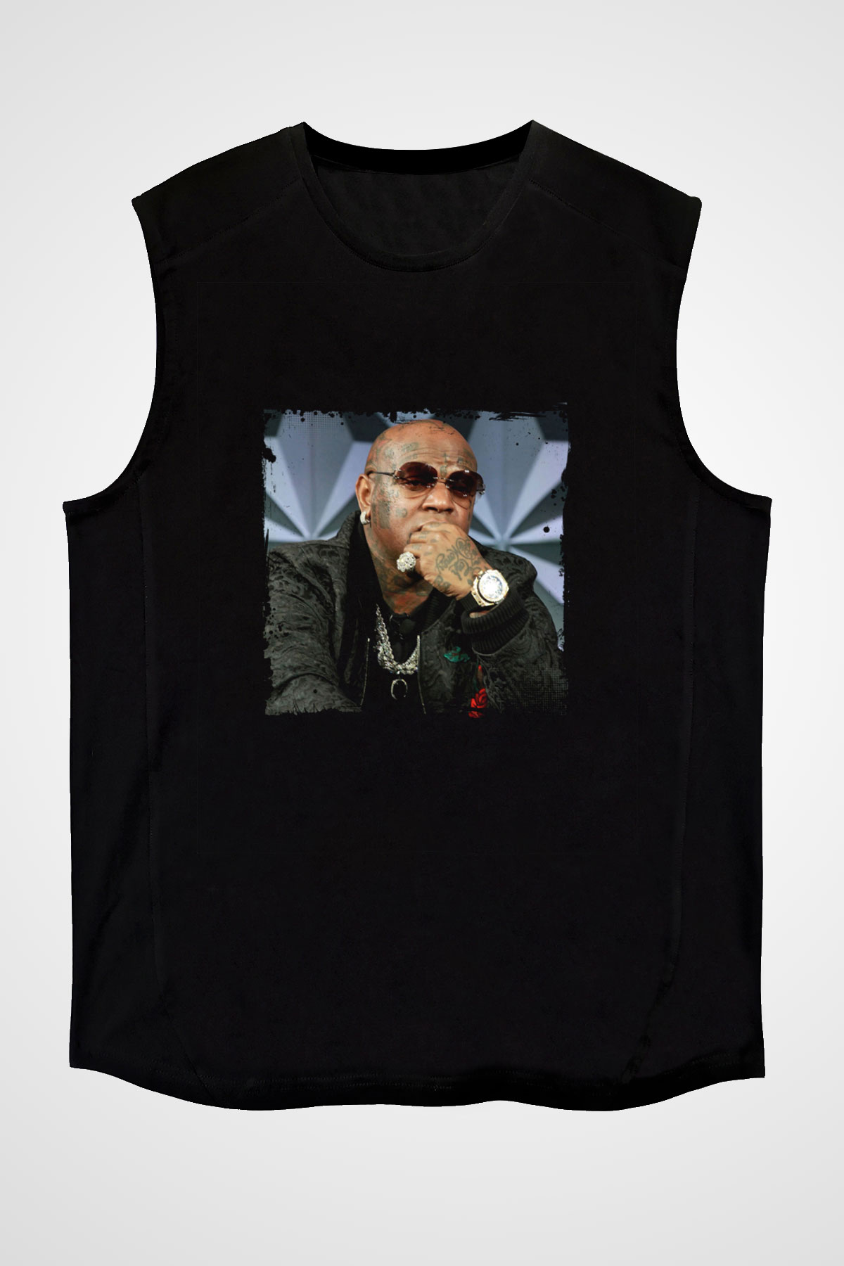 Birdman Baskılı Unisex Siyah Kolsuz Tişört