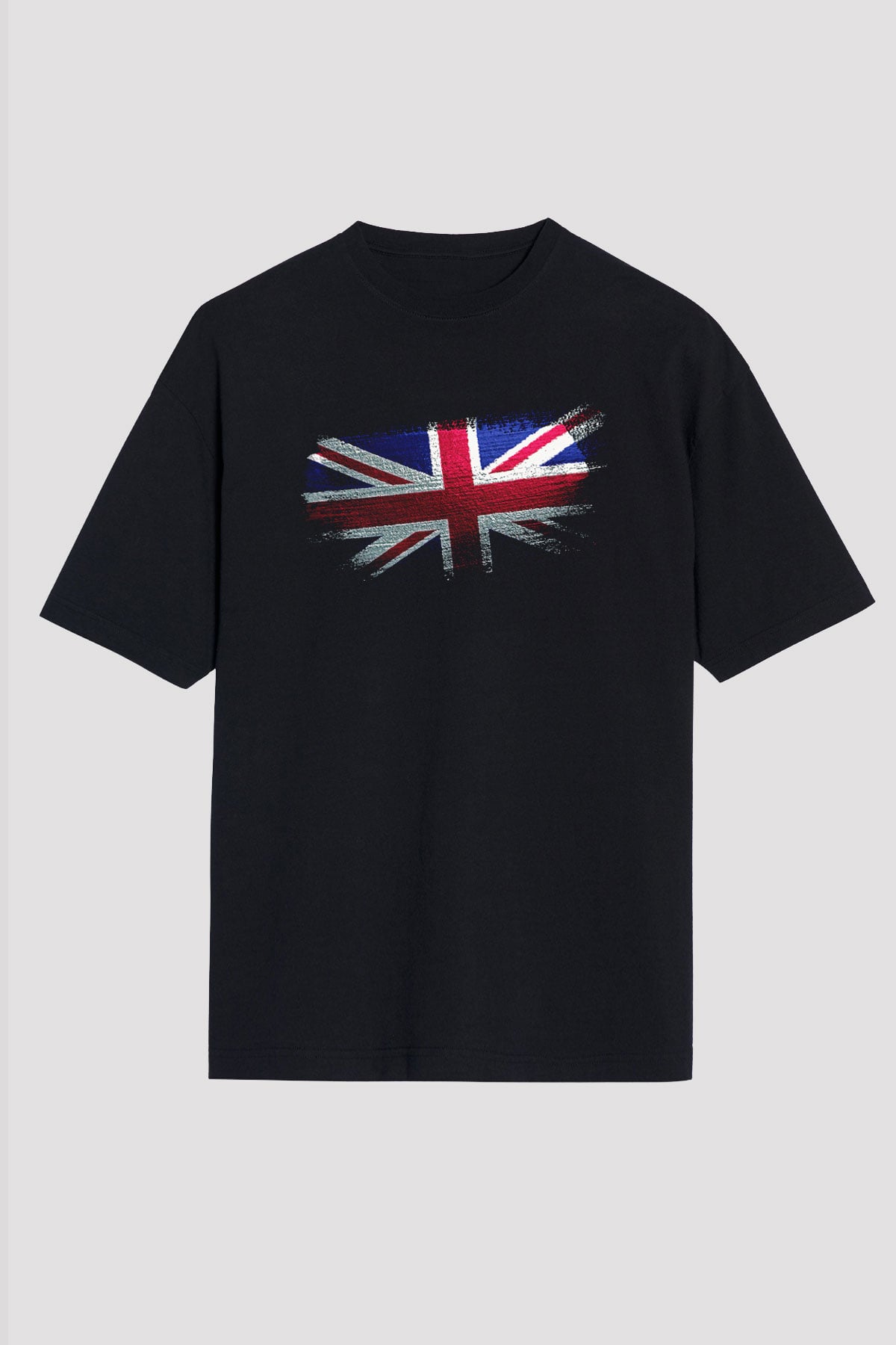 Birleşik Krallık - United Kingdom Bayrağı Baskılı Unisex Siyah Oversize Tişört