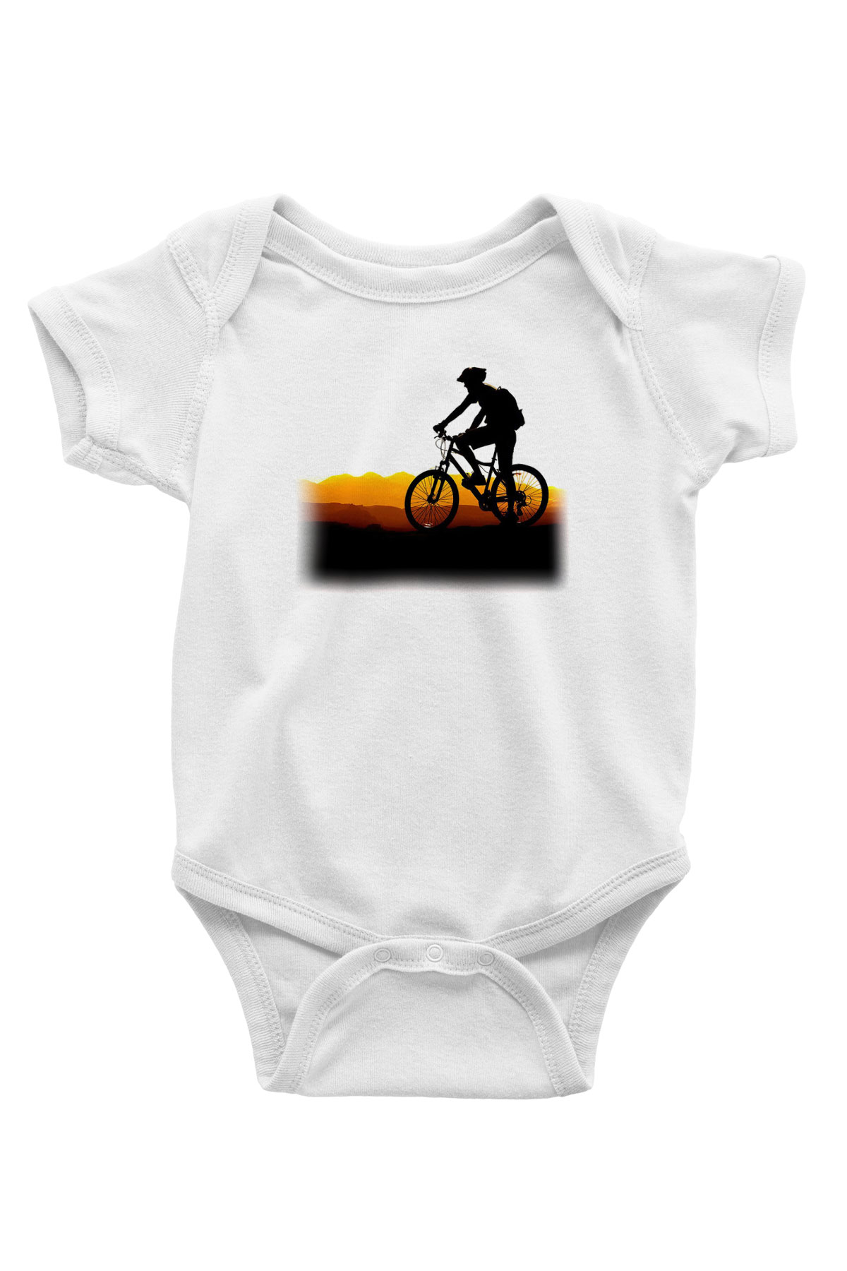 Bisiklet Baskılı Beyaz Unisex Bebek Body - Zıbın