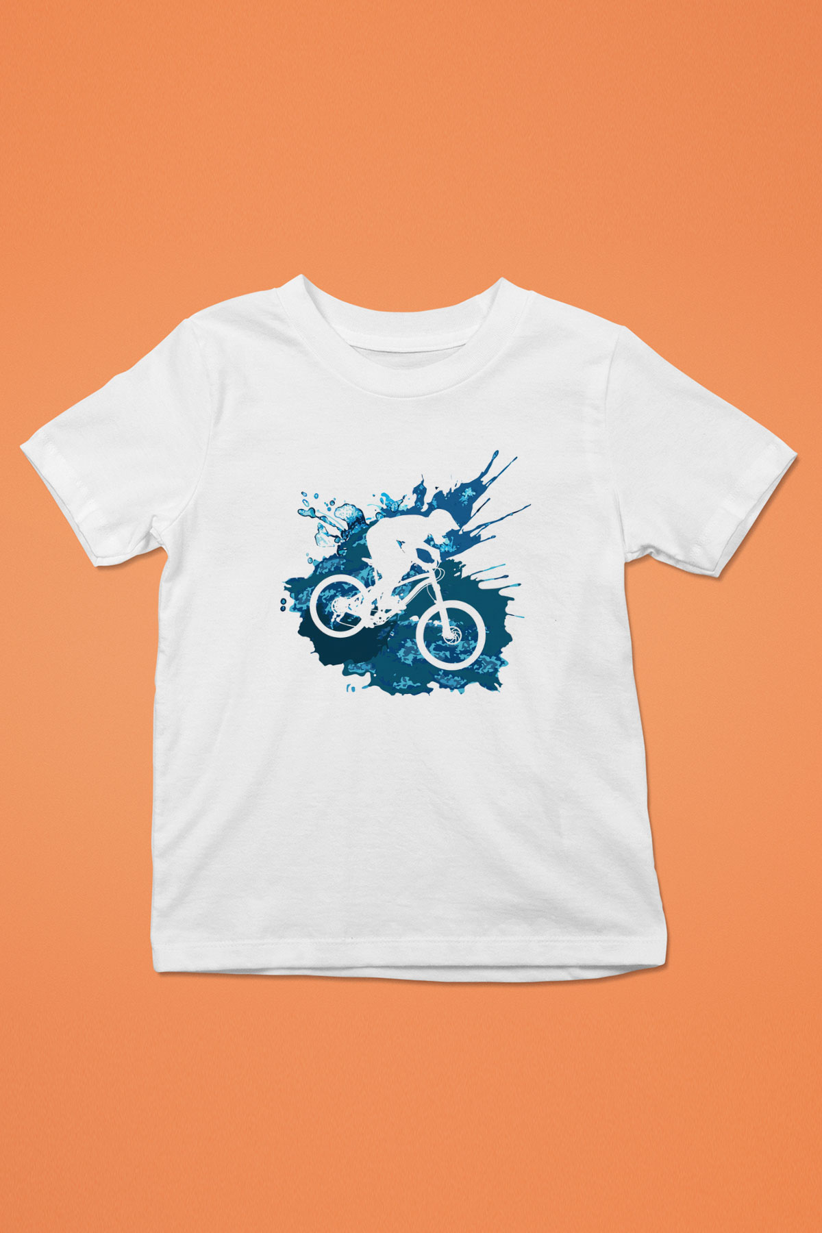 Bisiklet Baskılı Beyaz Unisex Çocuk Tişört