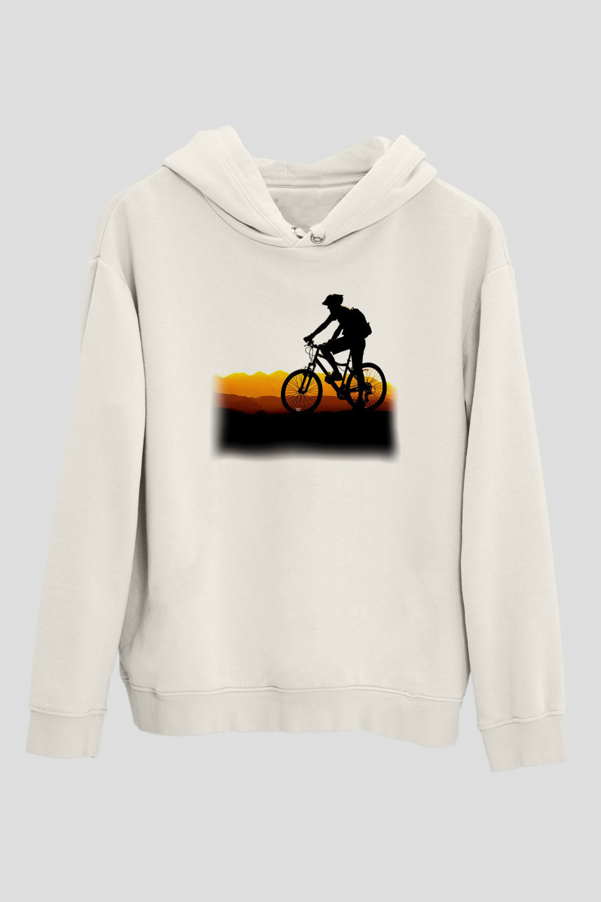 Bisiklet Beyaz Unisex Hoodie