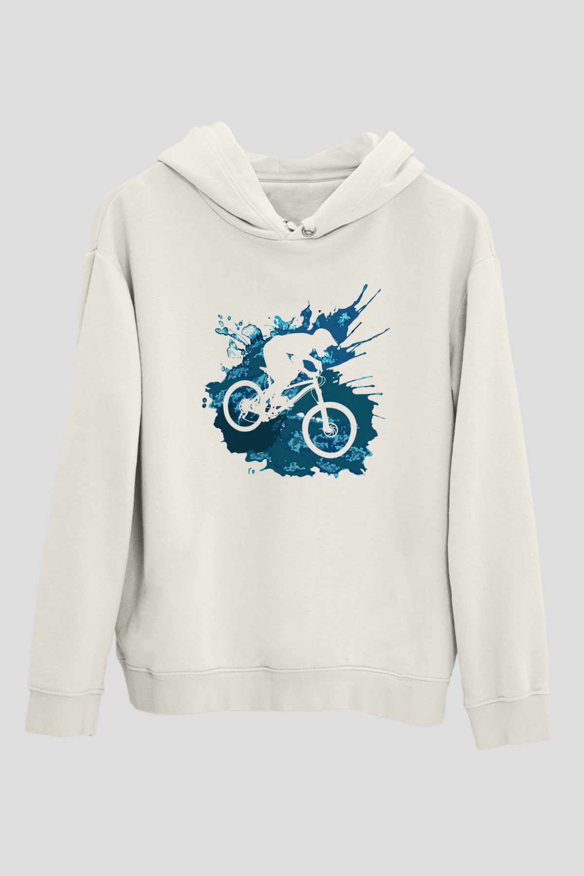 Bisiklet Beyaz Unisex Hoodie