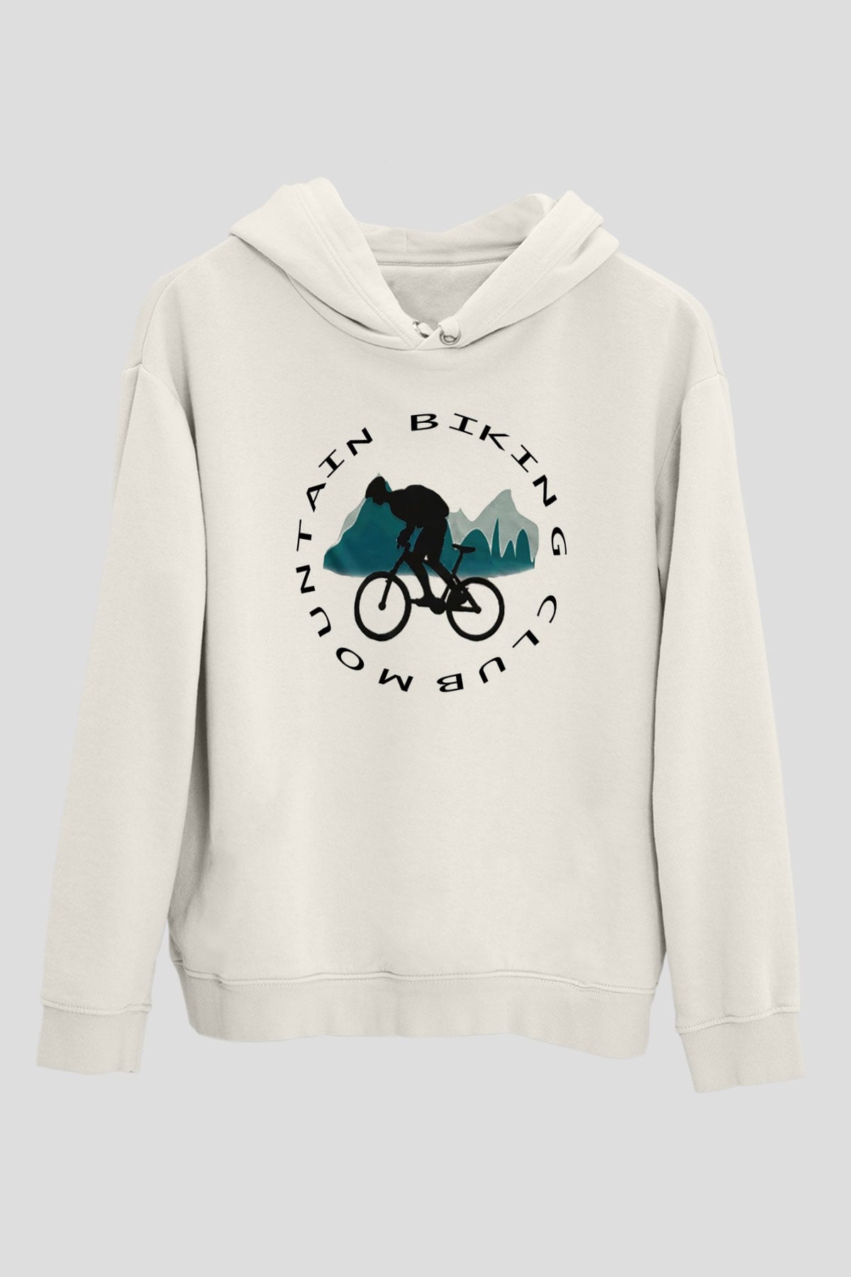 Bisiklet Beyaz Unisex Hoodie