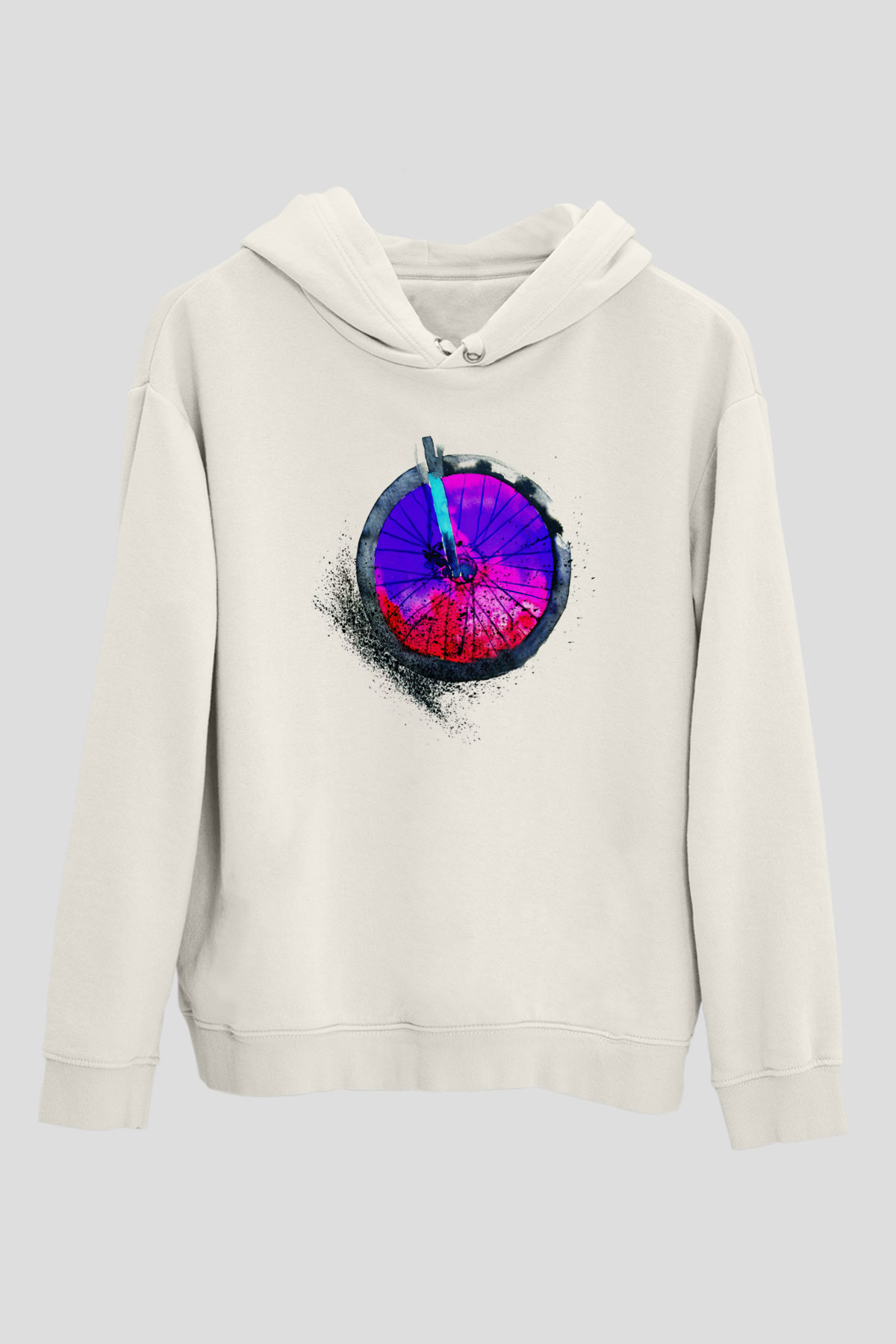 Bisiklet Beyaz Unisex Hoodie