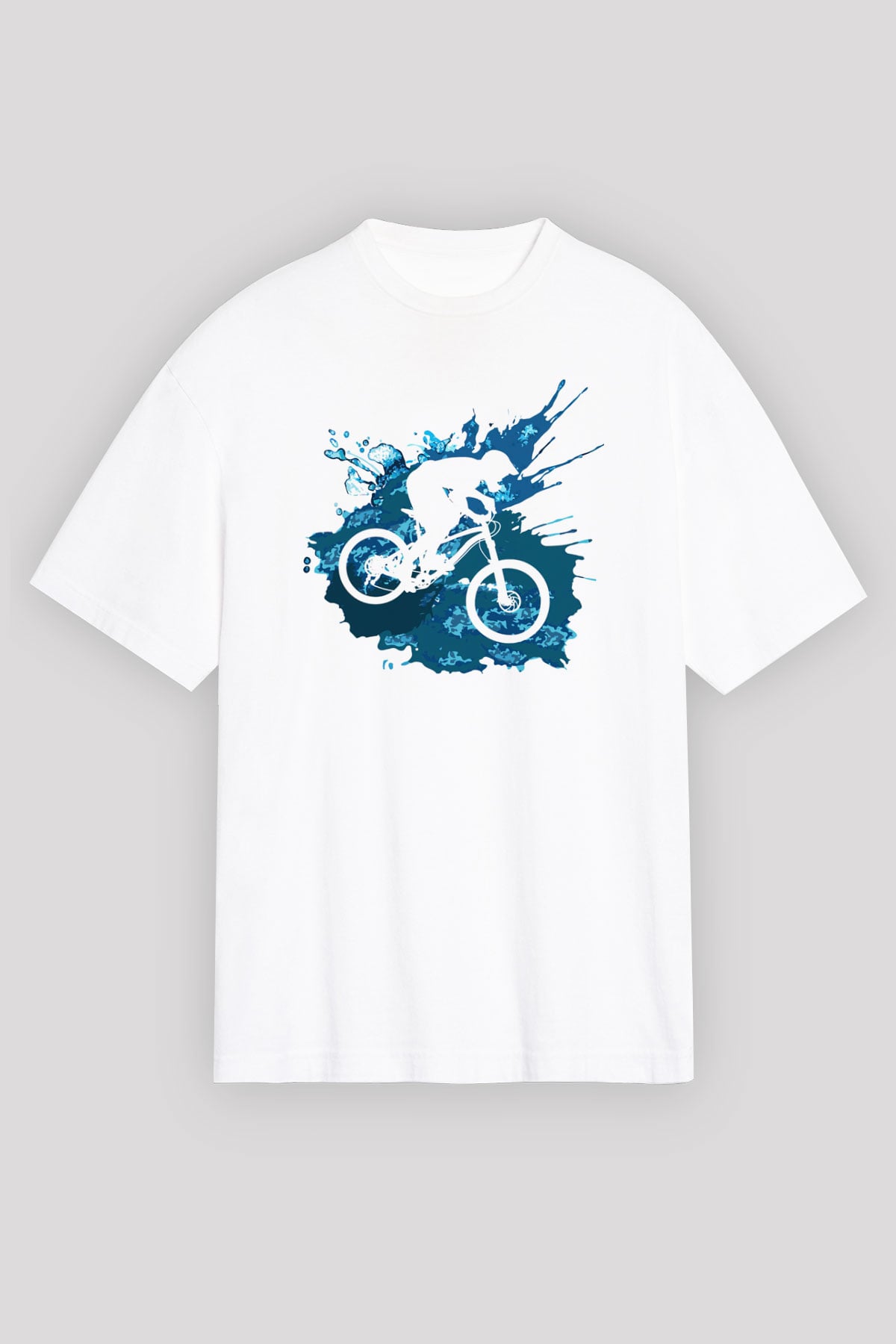Bisiklet Beyaz Unisex Oversize Tişört T-Shirt