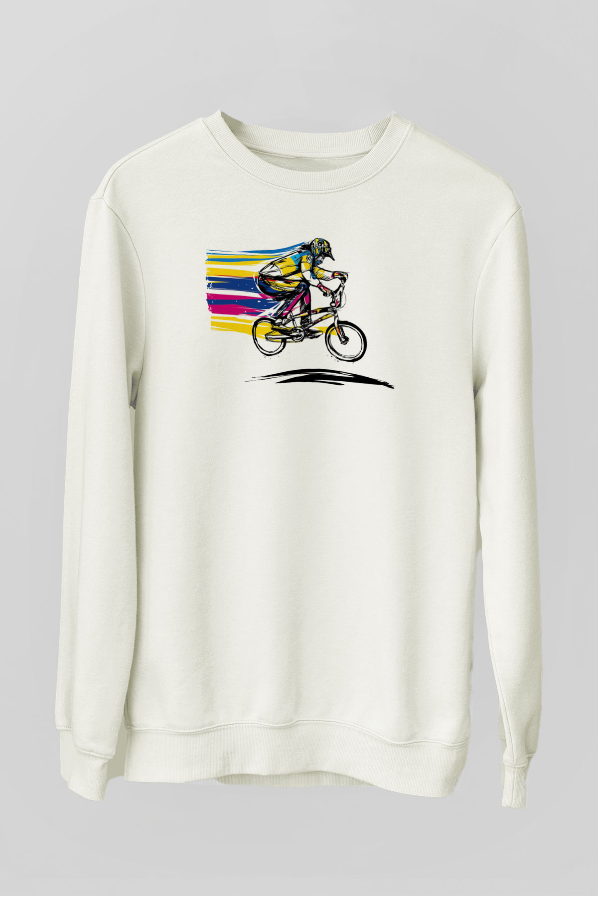 Bisiklet Beyaz Unisex Sweatshirt
