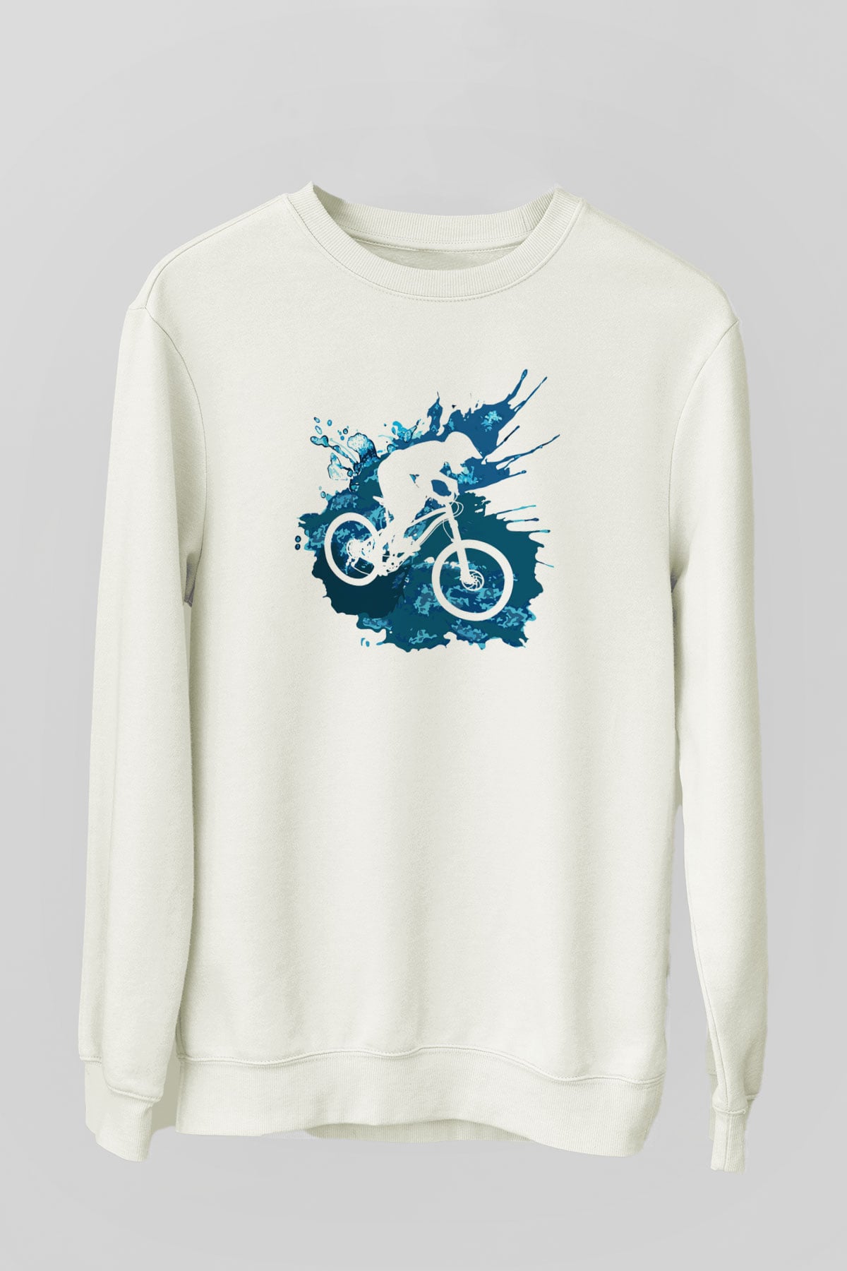 Bisiklet Beyaz Unisex Sweatshirt