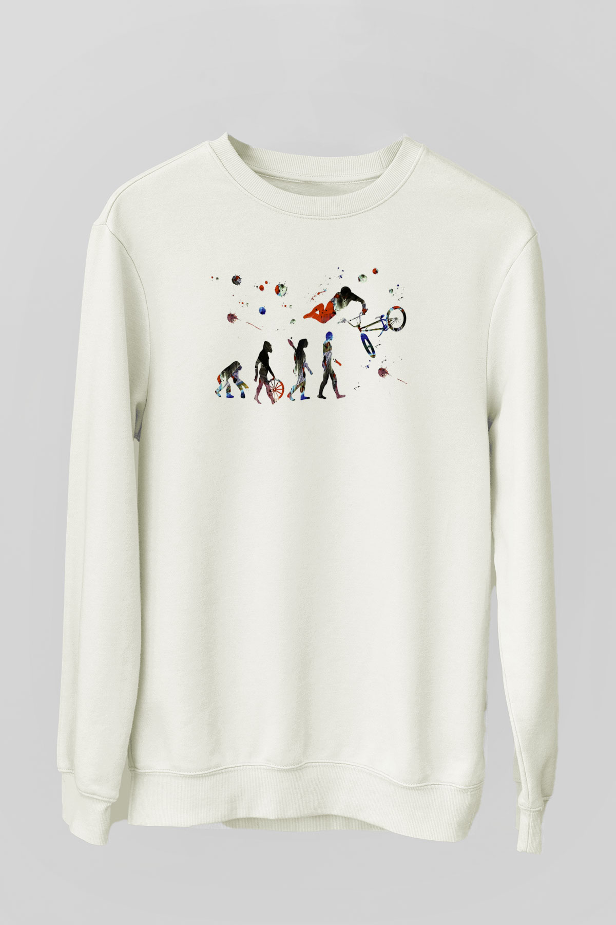 Bisiklet Beyaz Unisex Sweatshirt