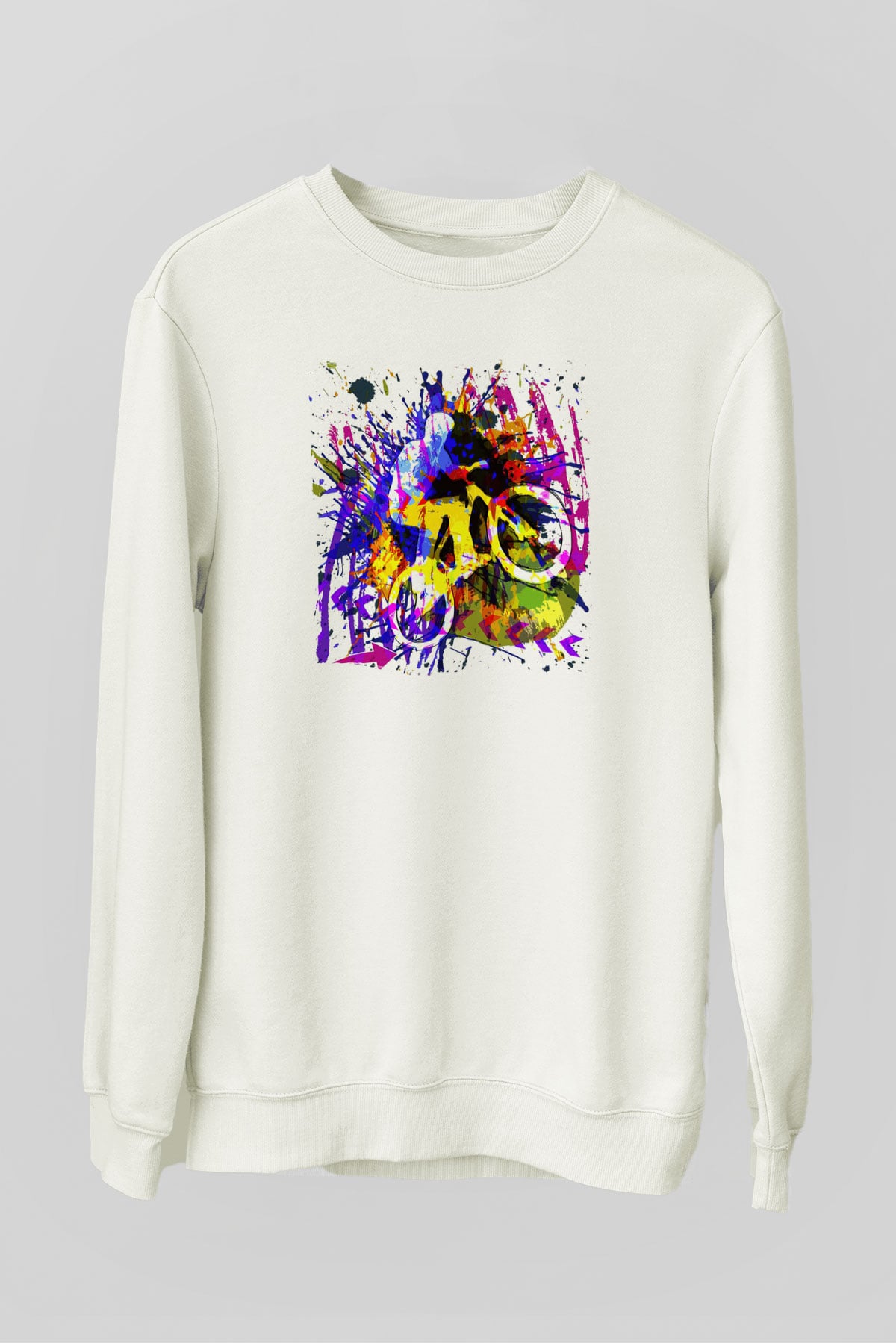 Bisiklet Beyaz Unisex Sweatshirt