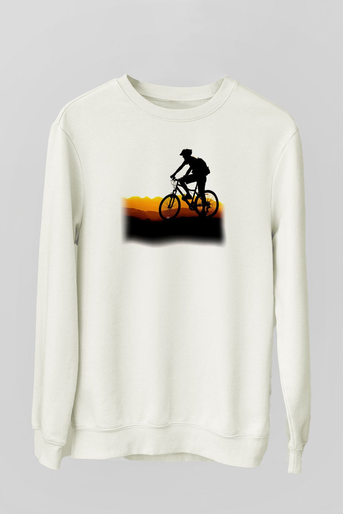 Bisiklet Beyaz Unisex Sweatshirt
