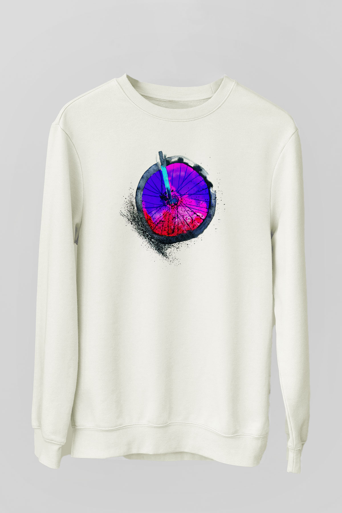 Bisiklet Beyaz Unisex Sweatshirt