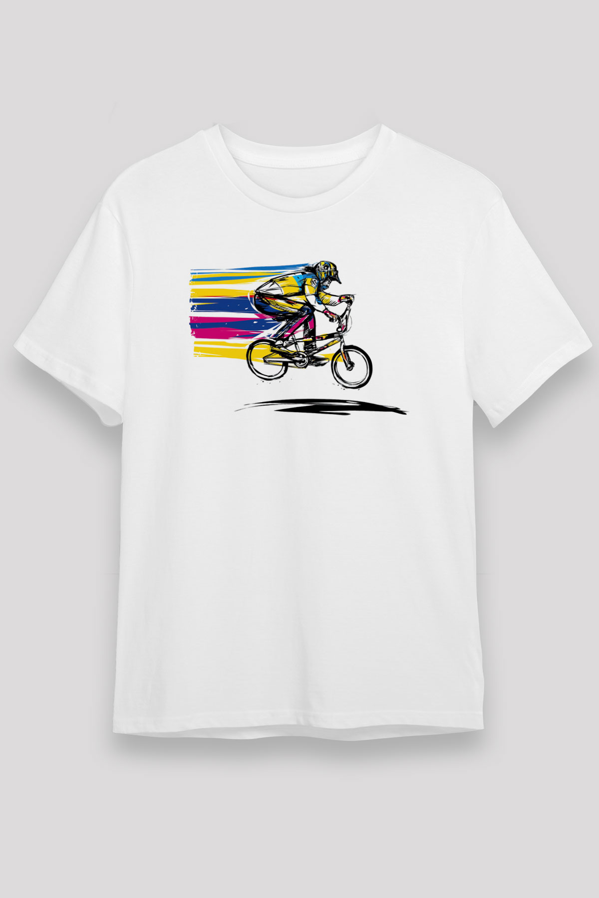 Bisiklet Beyaz Unisex Tişört T-Shirt - TişörtFabrikası
