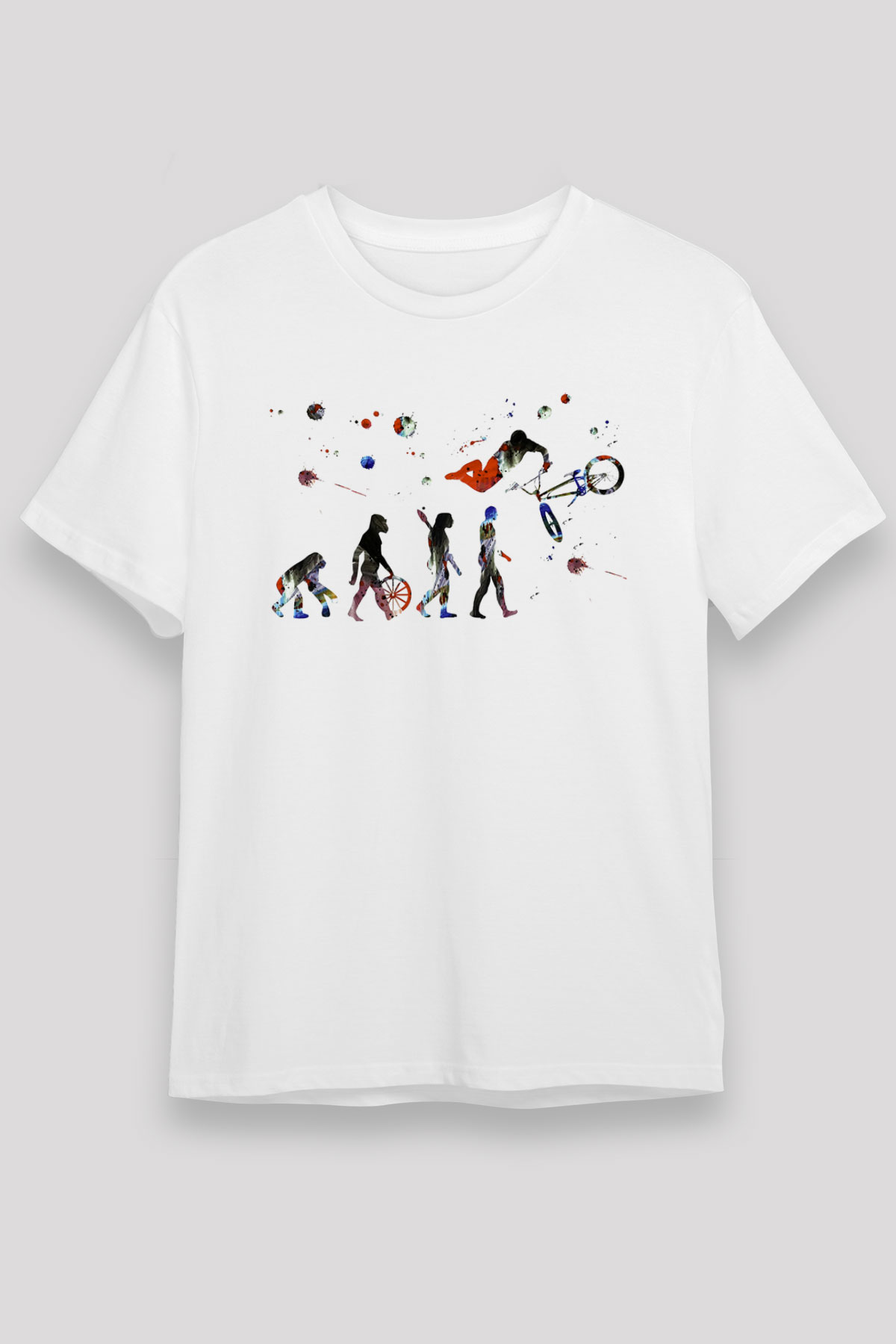 Bisiklet Beyaz Unisex Tişört T-Shirt - TişörtFabrikası
