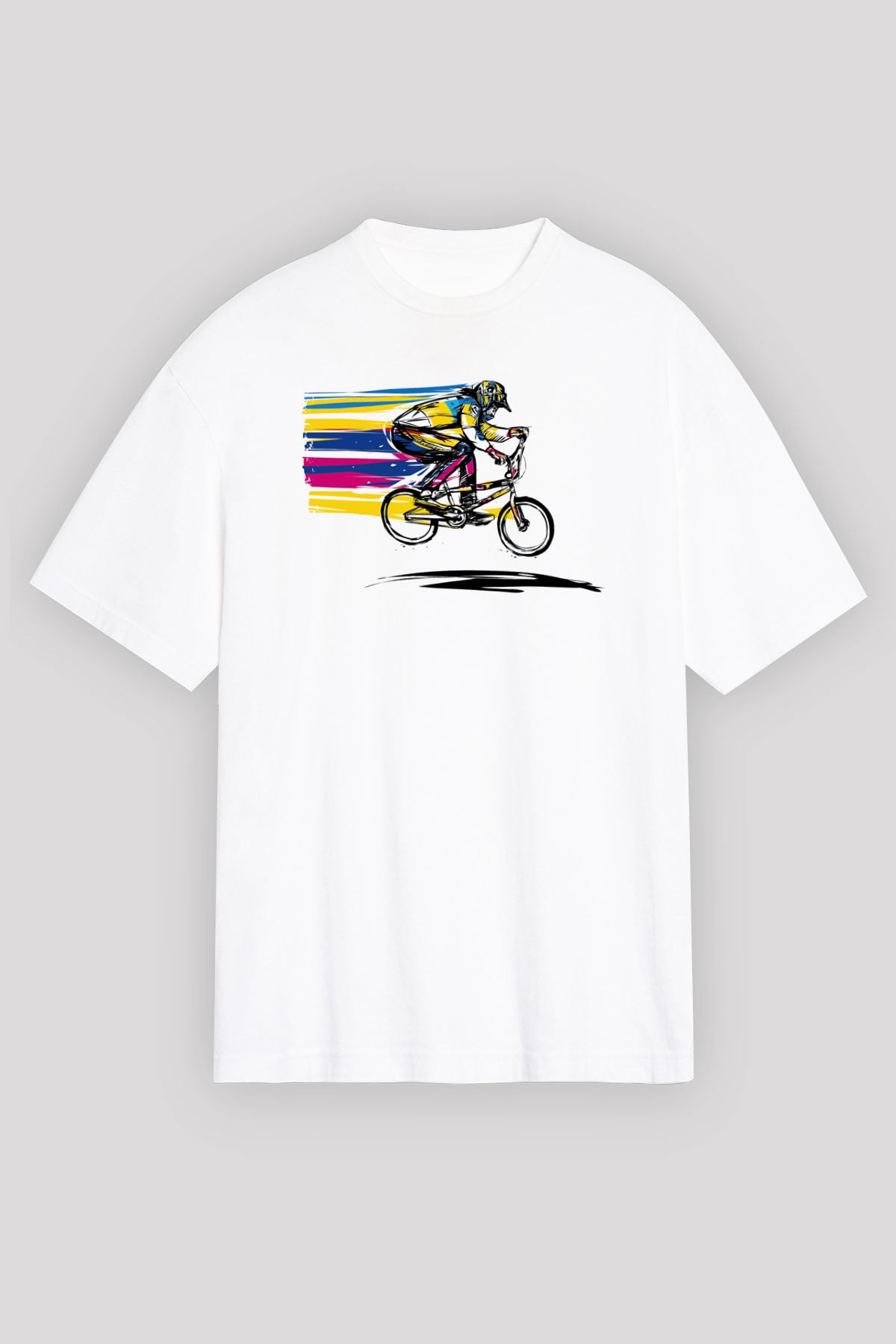 Bisiklet Beyaz Unisex Tişört T-Shirt - TişörtFabrikası