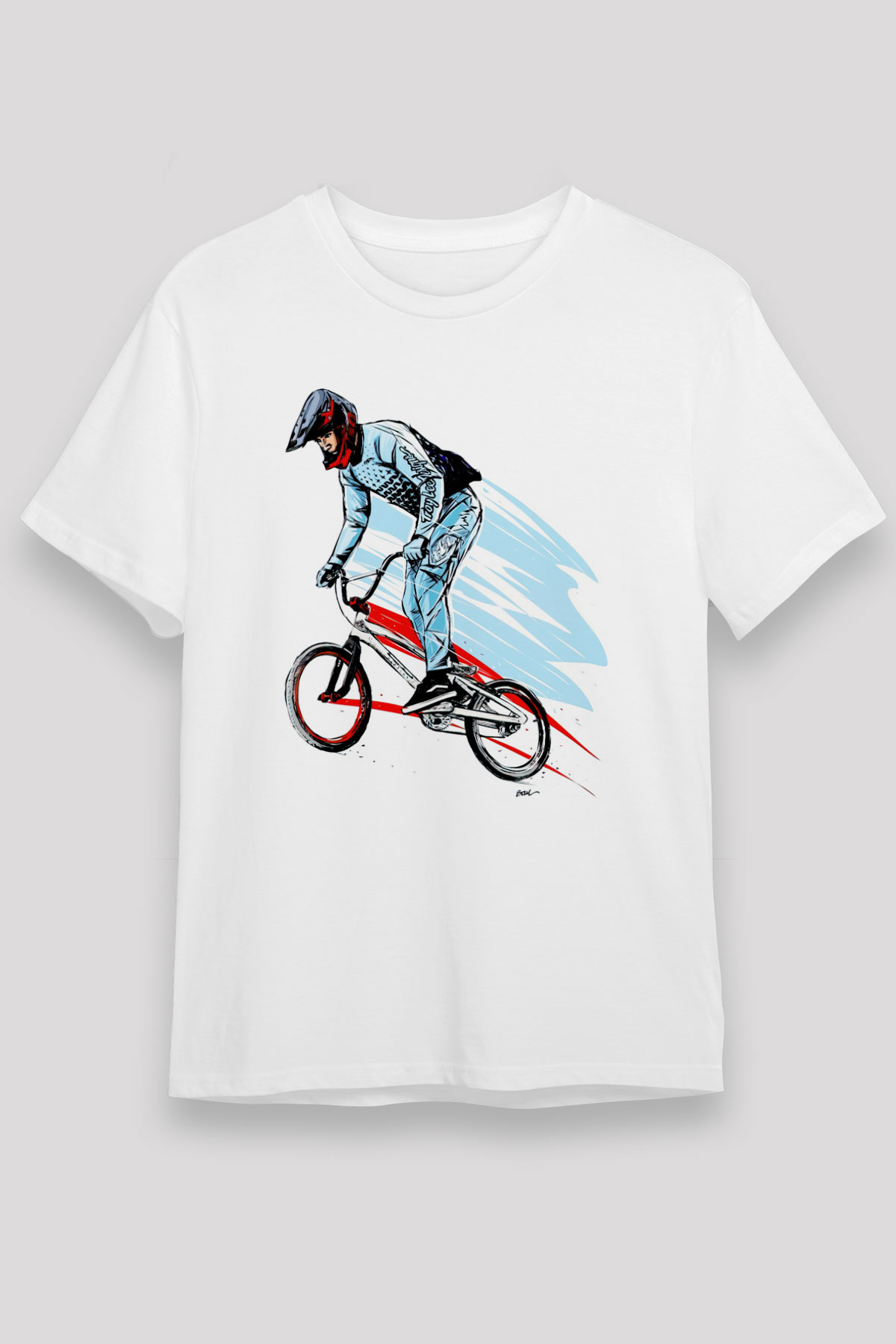Bisiklet Beyaz Unisex Tişört T-Shirt - TişörtFabrikası