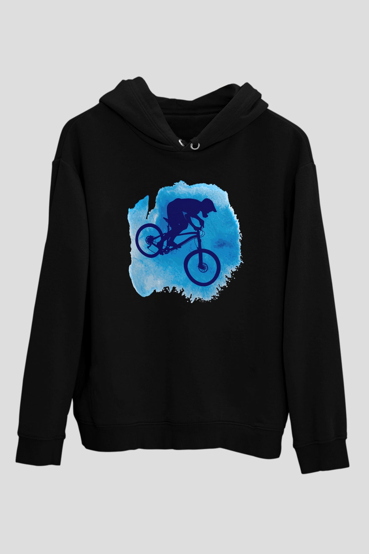 Bisiklet Siyah Unisex Kapüşonlu Sweatshirt