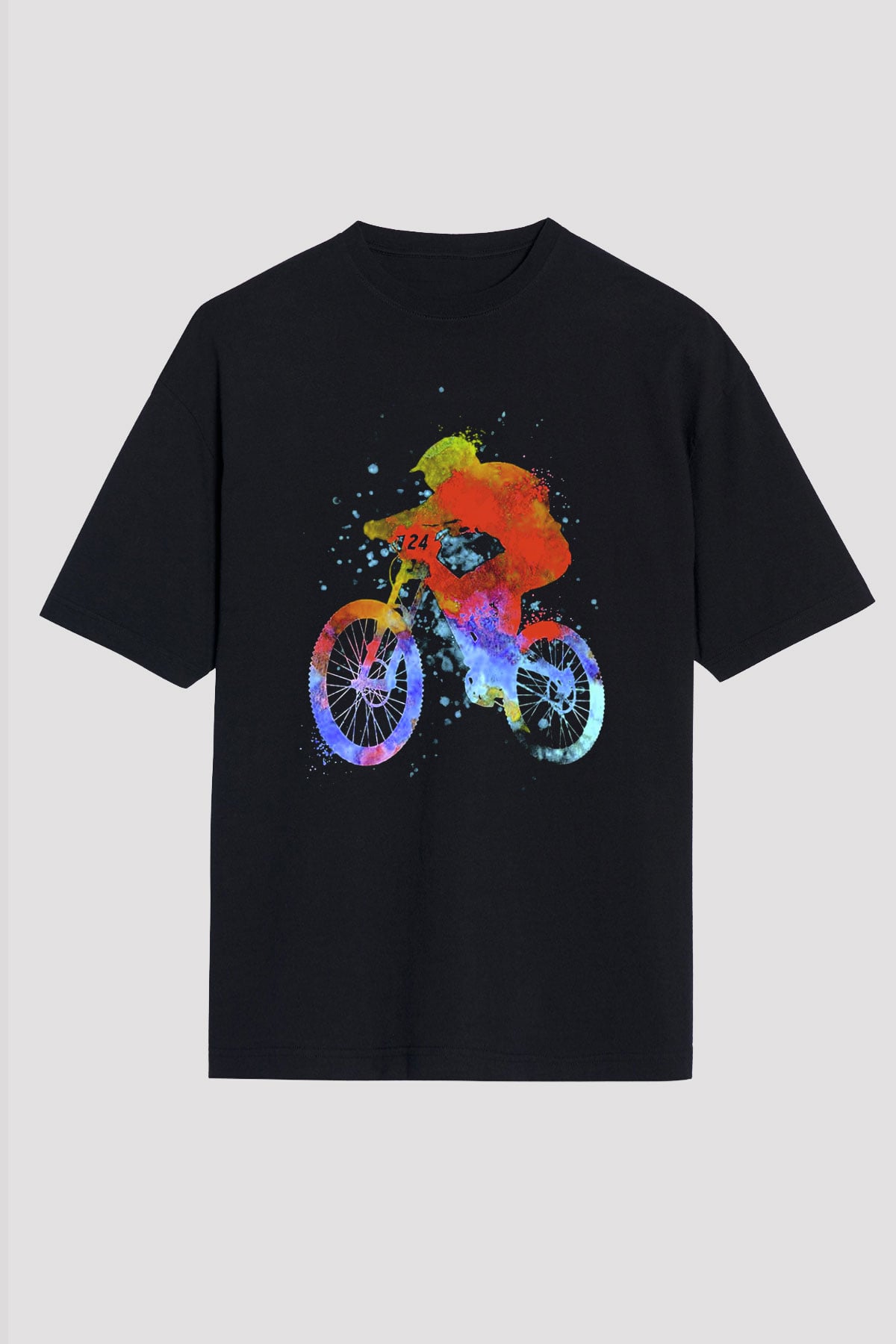Bisiklet Siyah Unisex Oversize Tişört T-Shirt