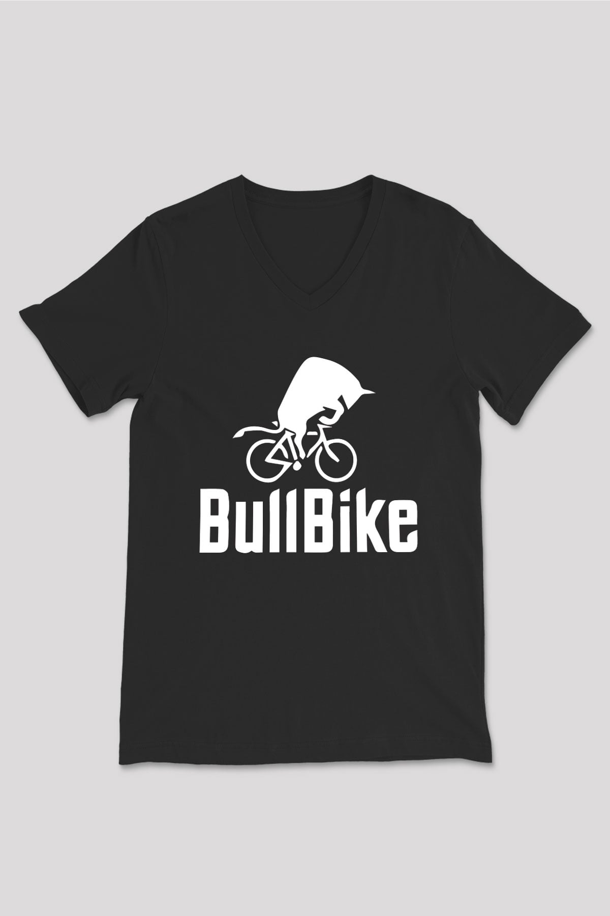 Bisiklet Siyah Unisex V Yaka Tişört