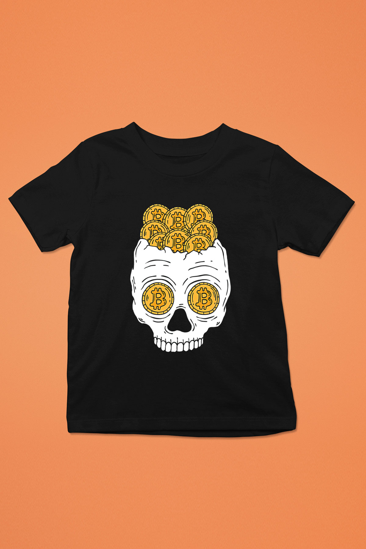 Bitcoin Baskılı Unisex Siyah Çocuk Tişört - Tshirt