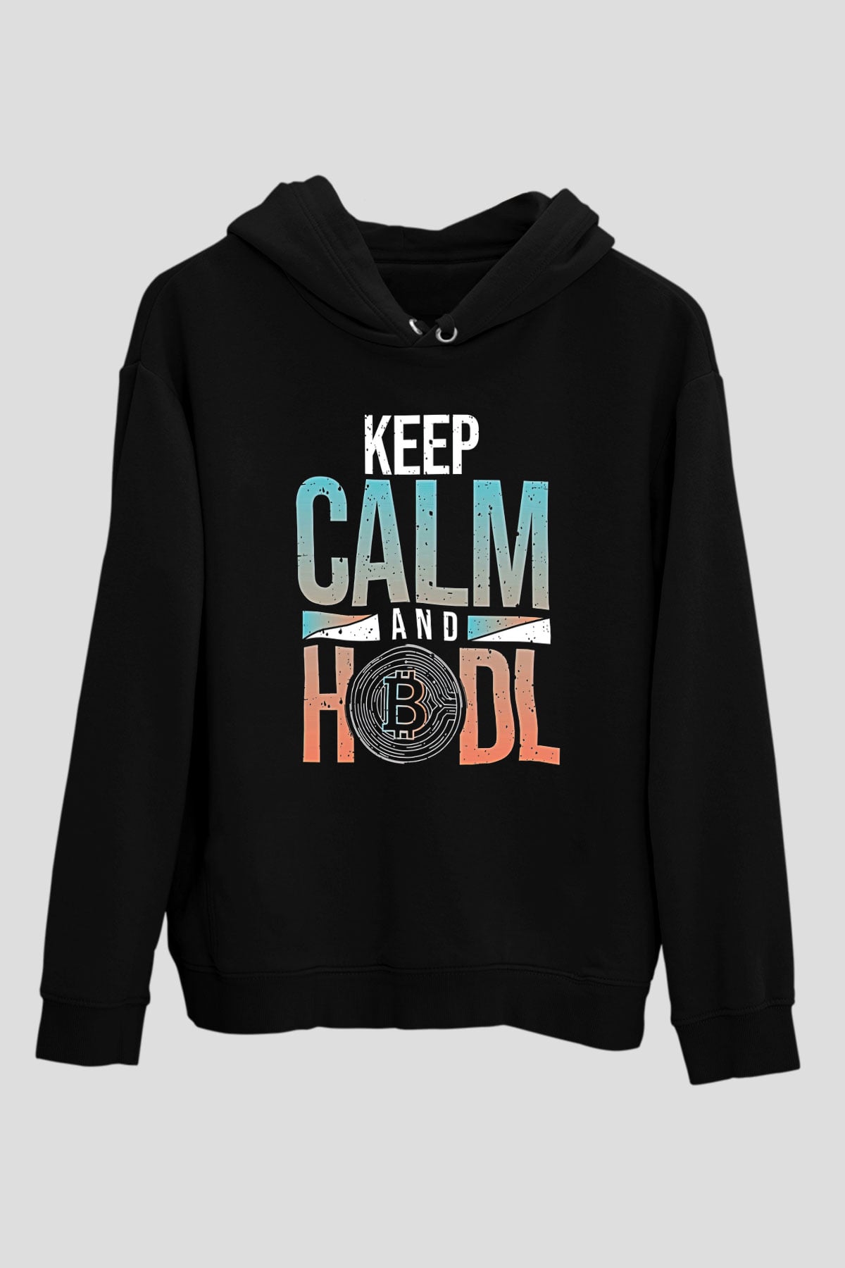 Bitcoin Baskılı Unisex Siyah Hoodie