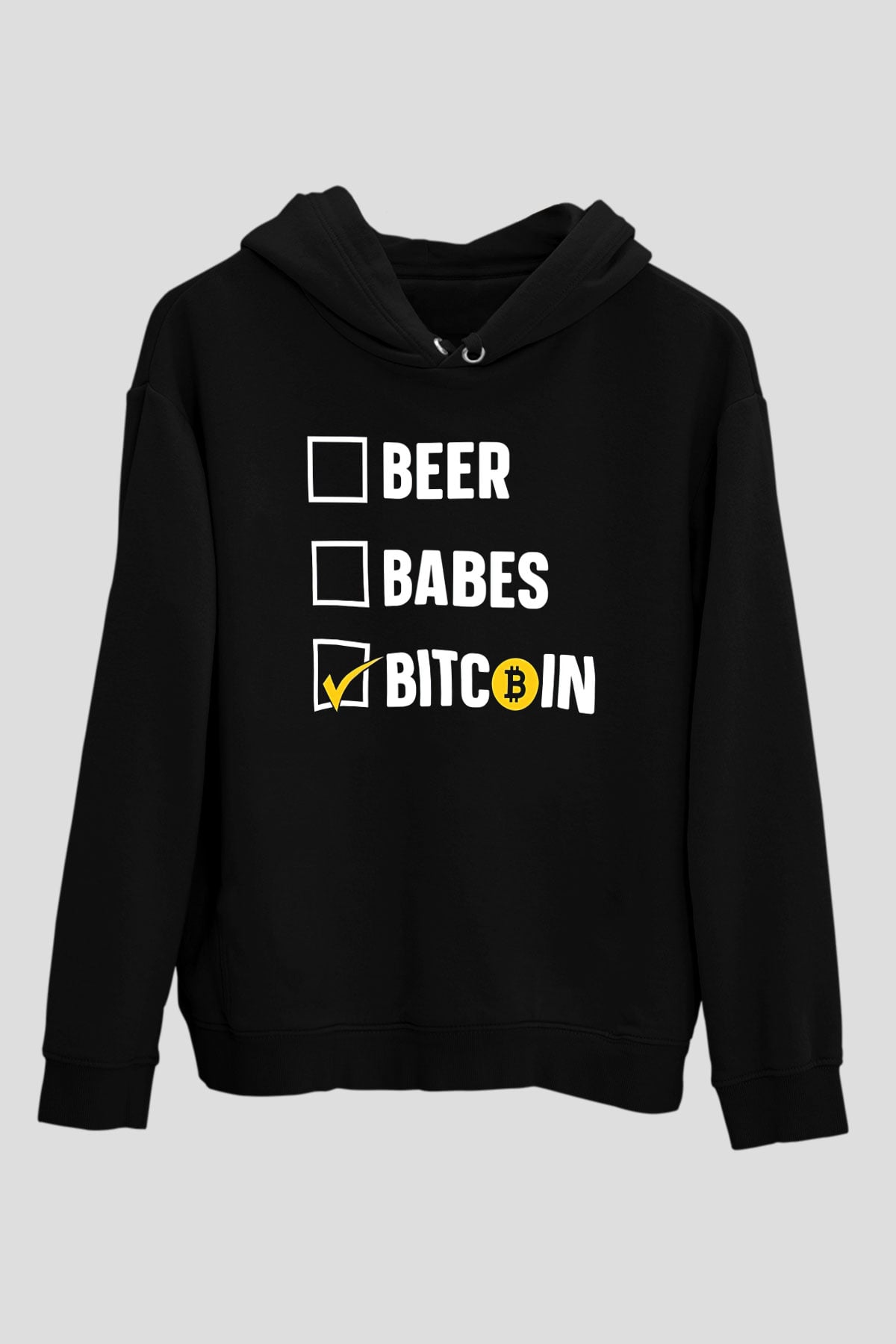 Bitcoin Baskılı Unisex Siyah Hoodie