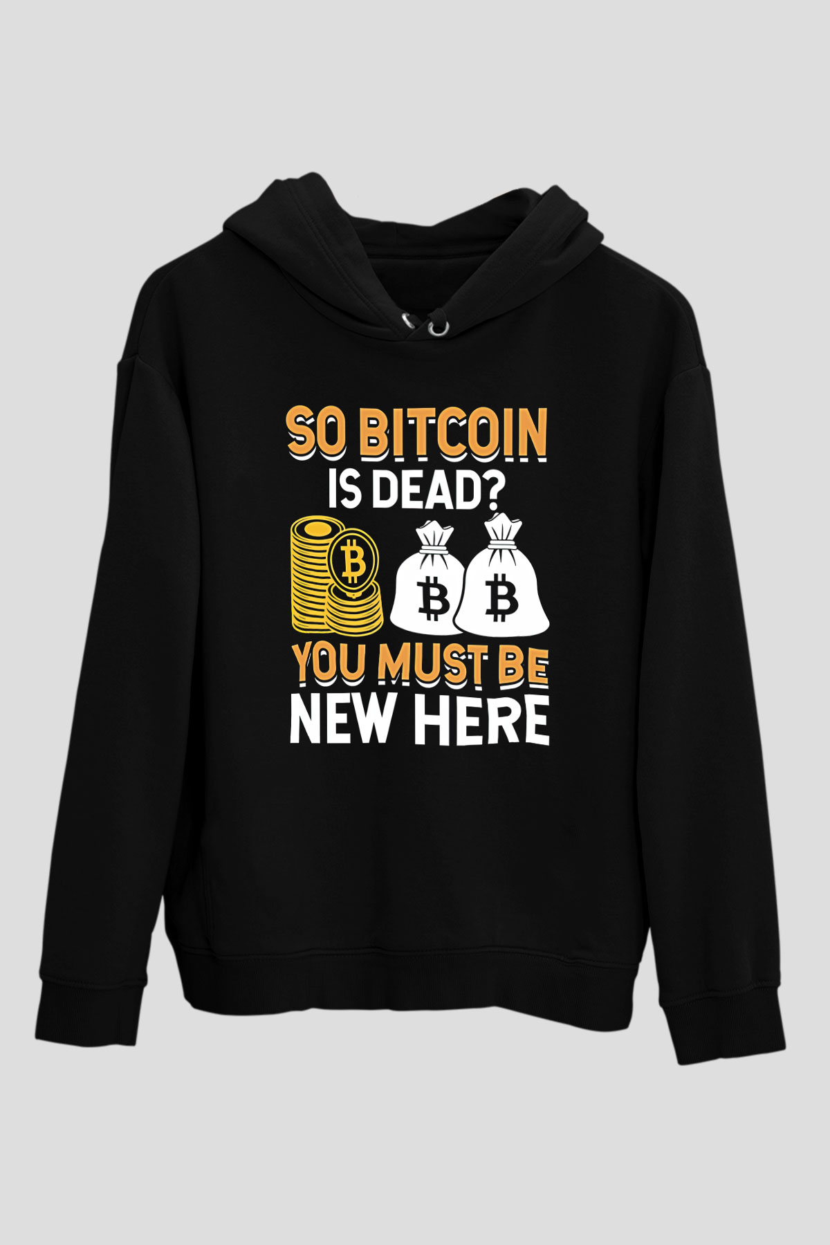 Bitcoin Baskılı Unisex Siyah Hoodie