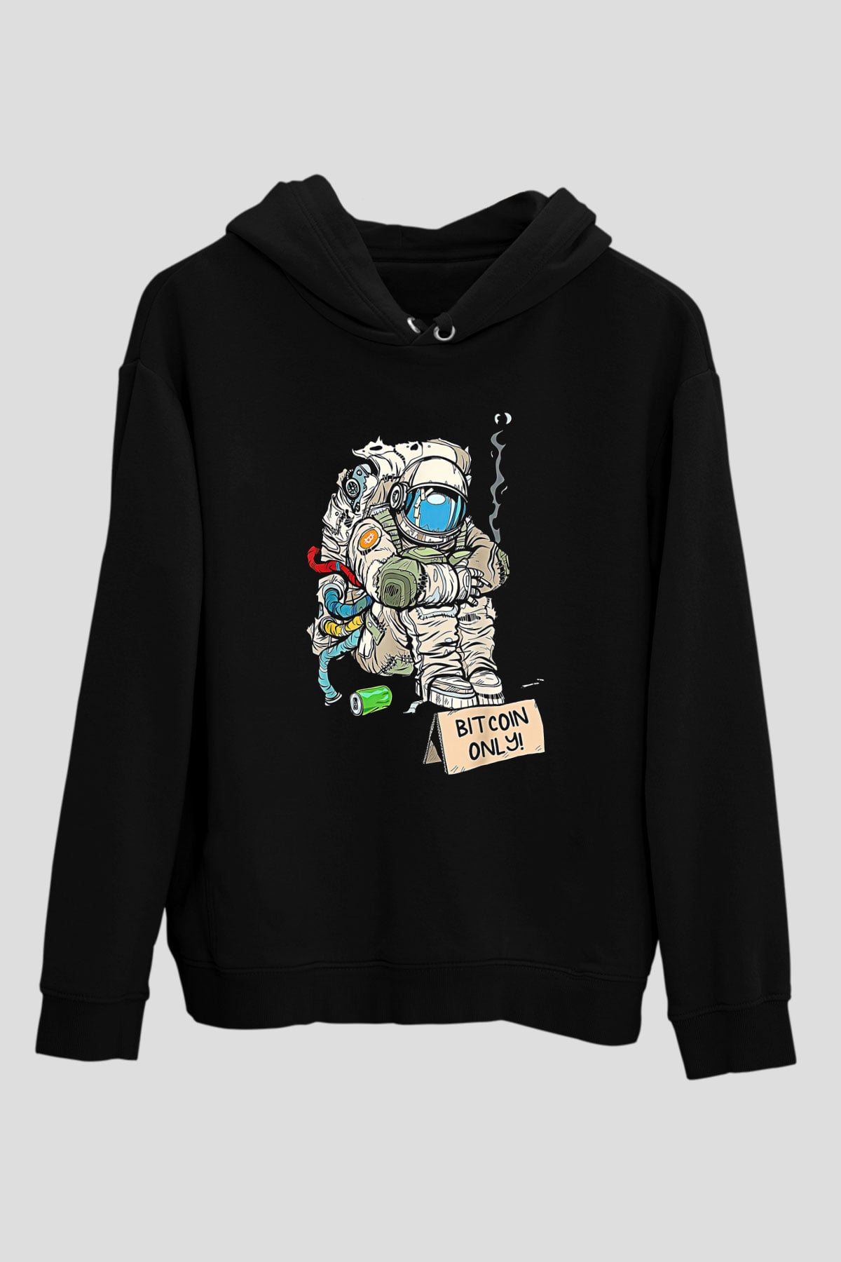 Bitcoin Baskılı Unisex Siyah Hoodie