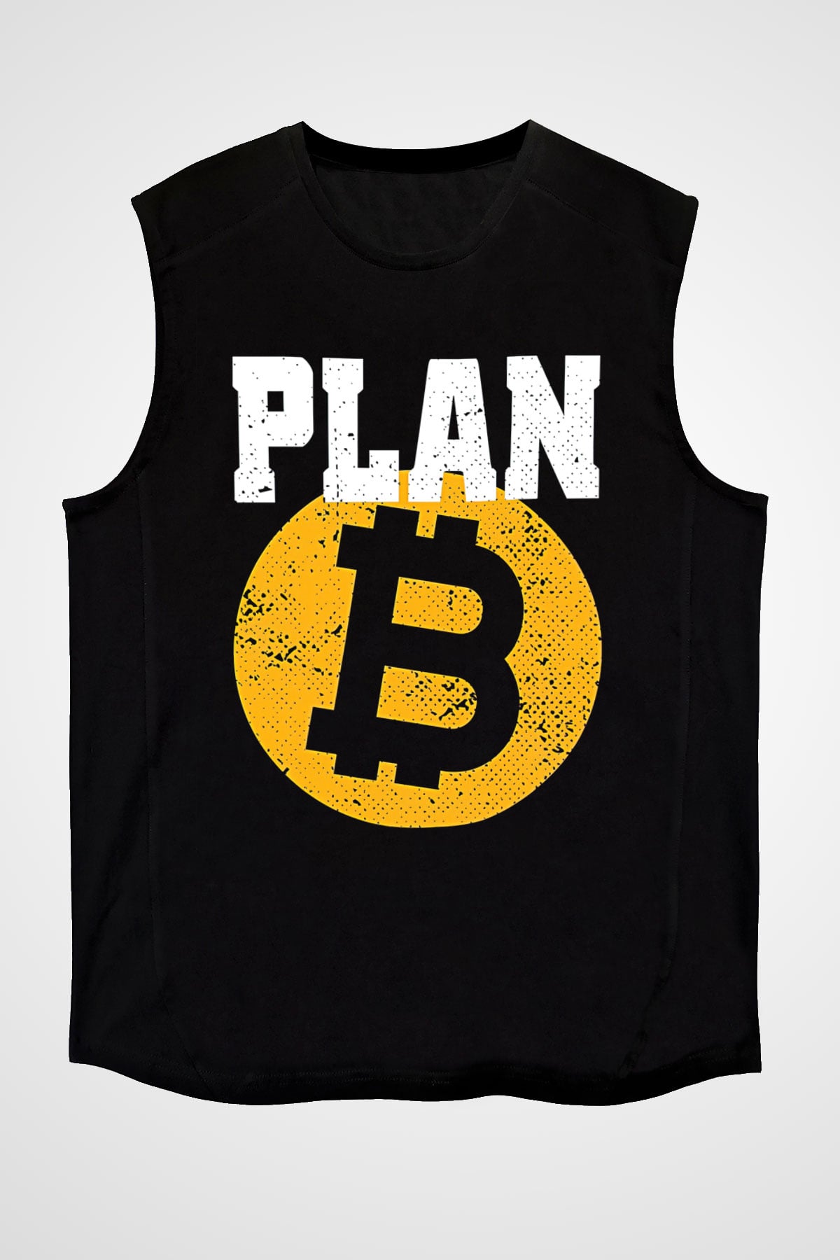 Bitcoin Baskılı Unisex Siyah Kolsuz Tişört - Tshirt