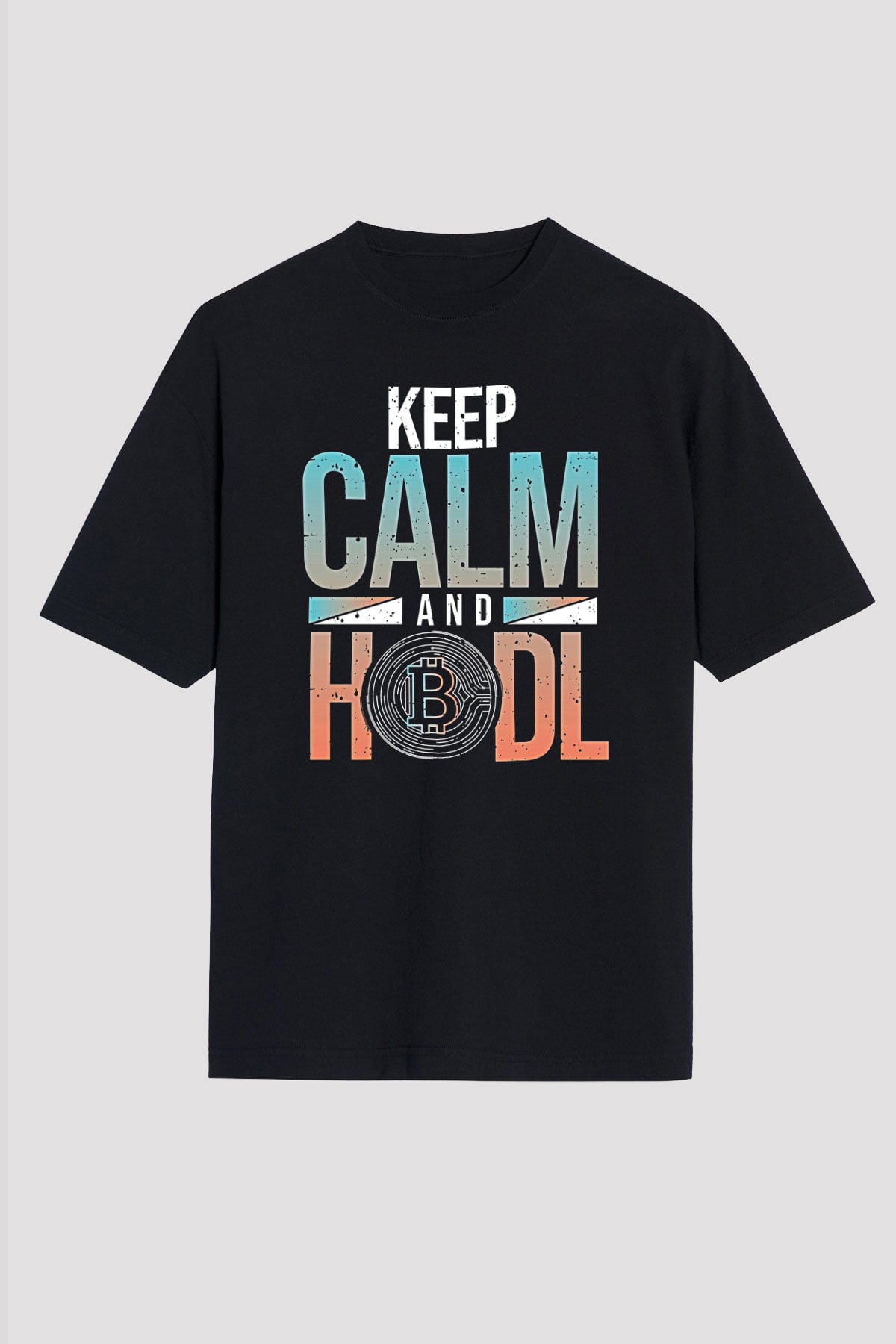 Bitcoin Baskılı Unisex Siyah Oversize Tişört - Tshirt