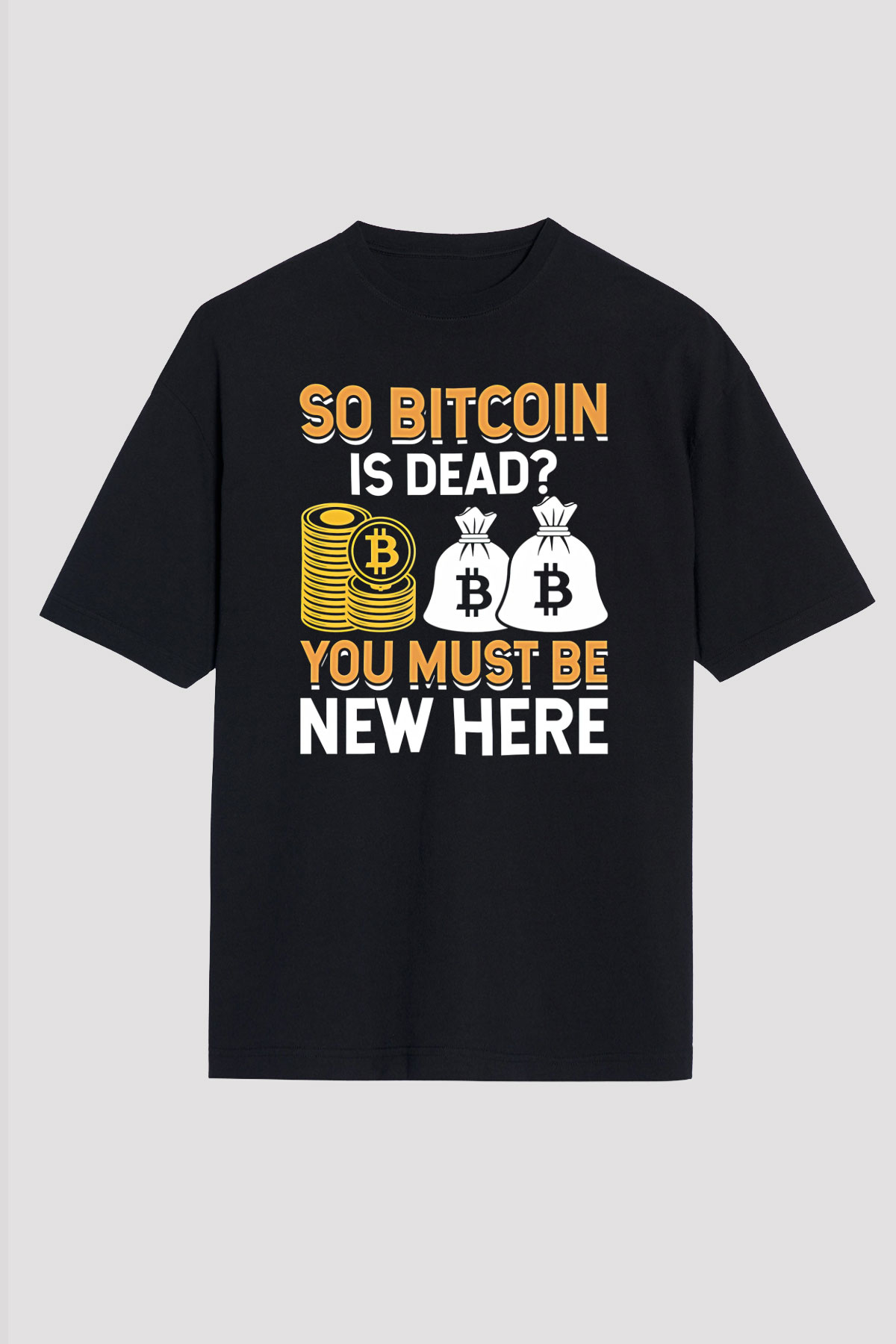 Bitcoin Baskılı Unisex Siyah Oversize Tişört - Tshirt
