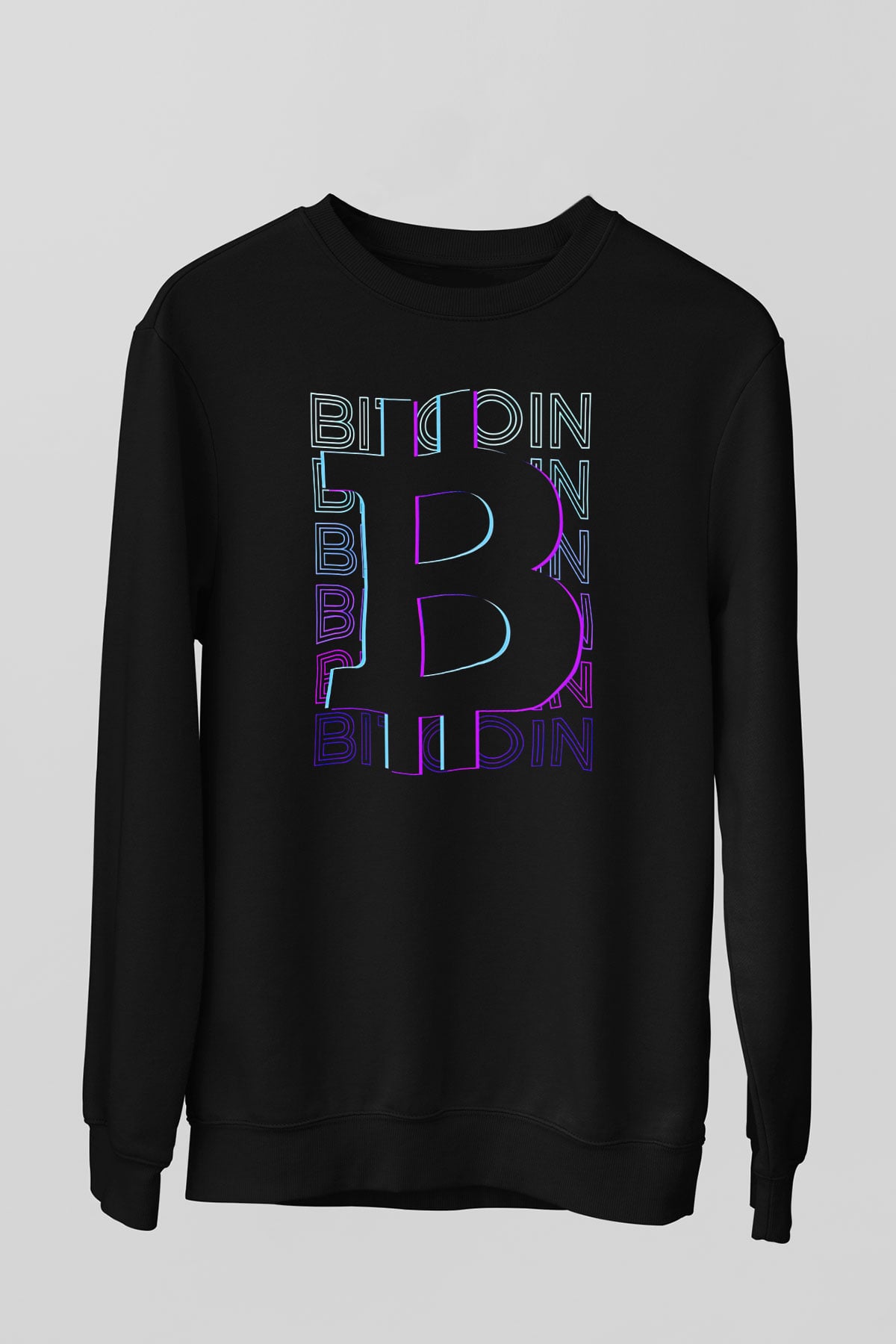 Bitcoin Baskılı Unisex Siyah Sweatshirt