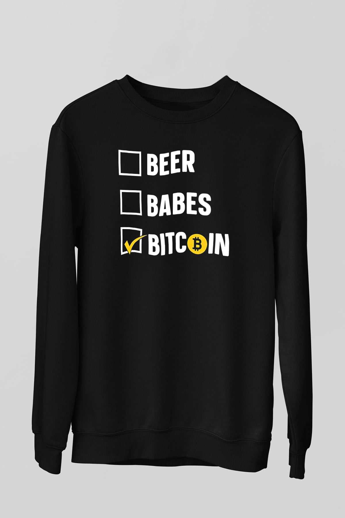 Bitcoin Baskılı Unisex Siyah Sweatshirt