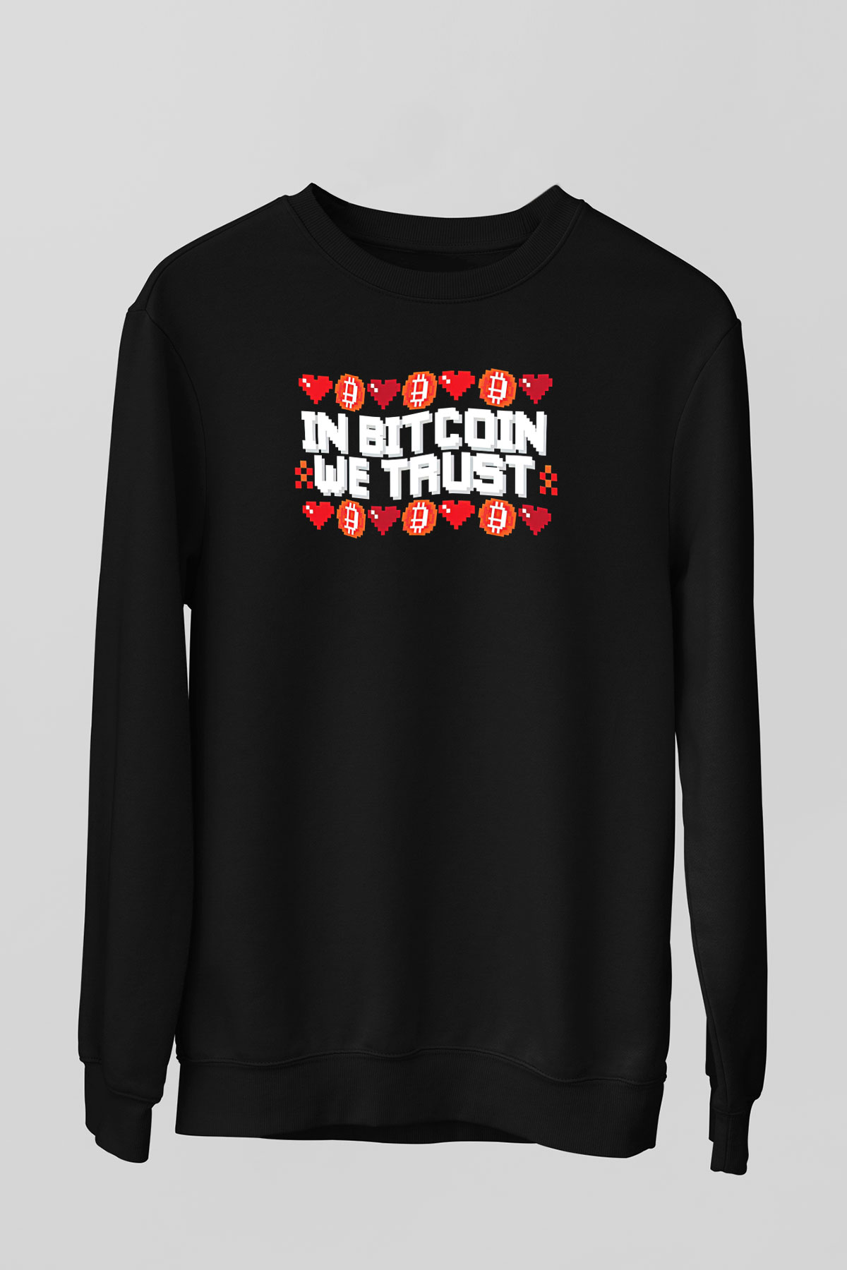 Bitcoin Baskılı Unisex Siyah Sweatshirt