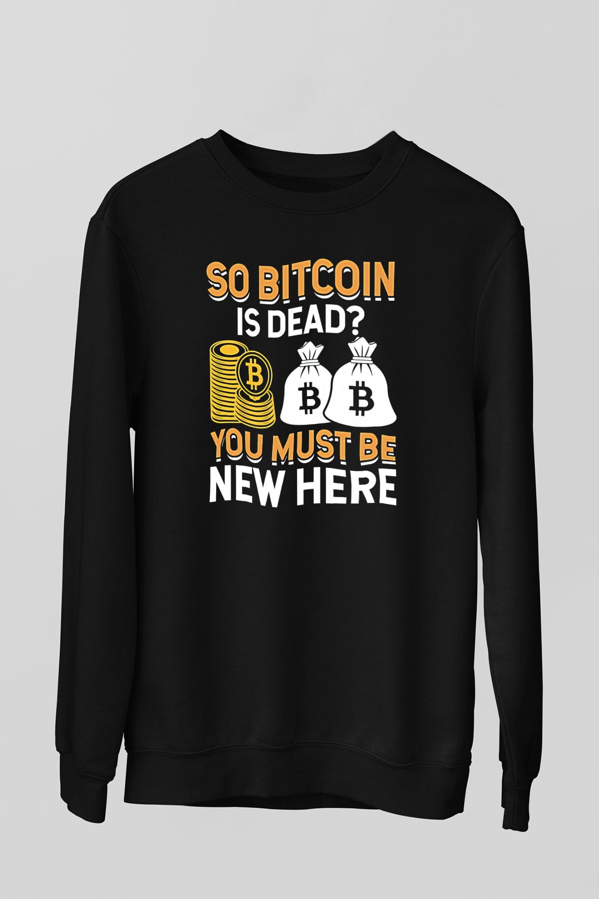 Bitcoin Baskılı Unisex Siyah Sweatshirt