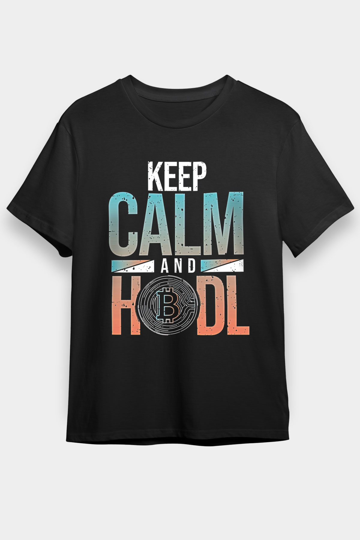 Bitcoin Baskılı Unisex Siyah Tişört - Tshirt